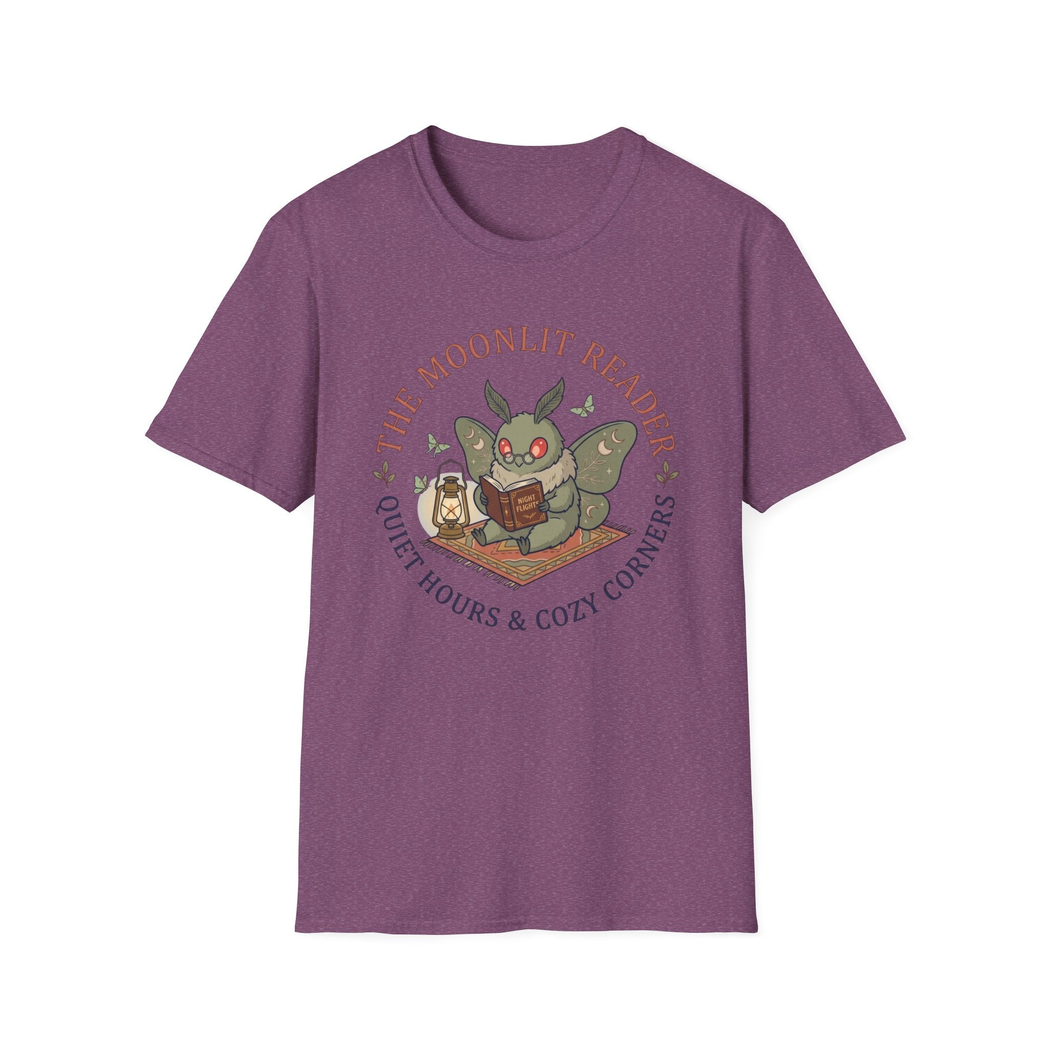 Cute Mothman T-Shirt — The Moonlit Reader Cottagecore Illustration Cozy Reading Tee