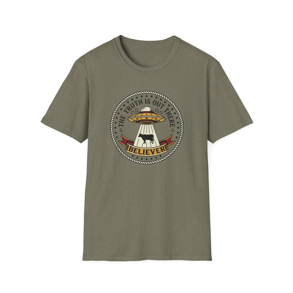 UFO Believer T-Shirt — "The Truth Is Out There" Alien Abduction American Tradition Tattoo Design