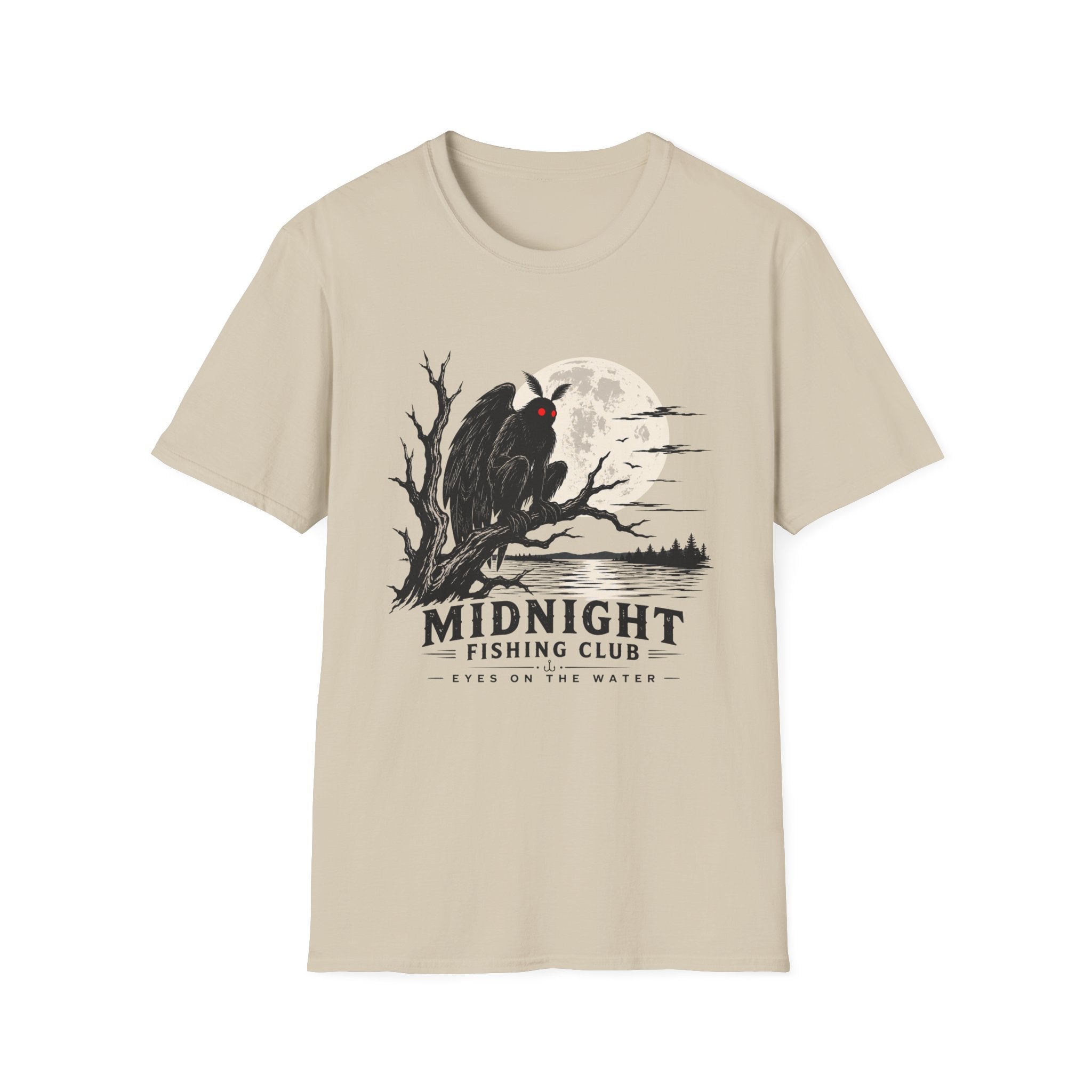 Midnight Fishing Club T-Shirt — Gothic Mothman Moon Graphic Tee