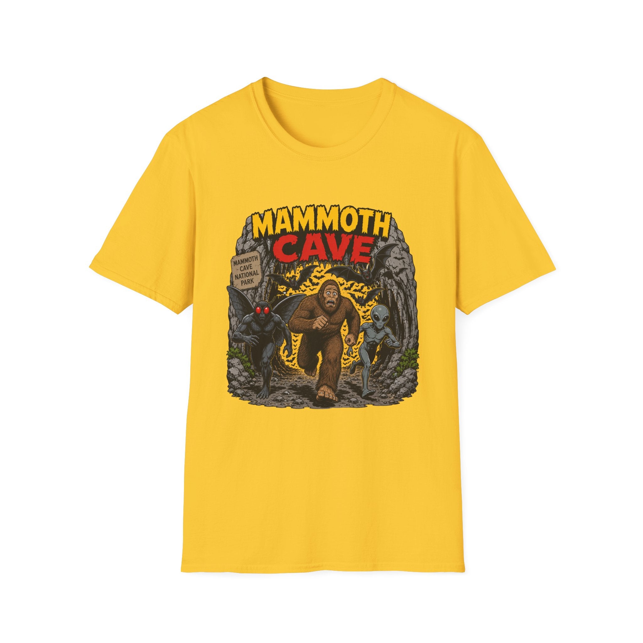 Mammoth Cave Comic Book Cryptid T-Shirt — Retro National Park Cave Adventure Tee