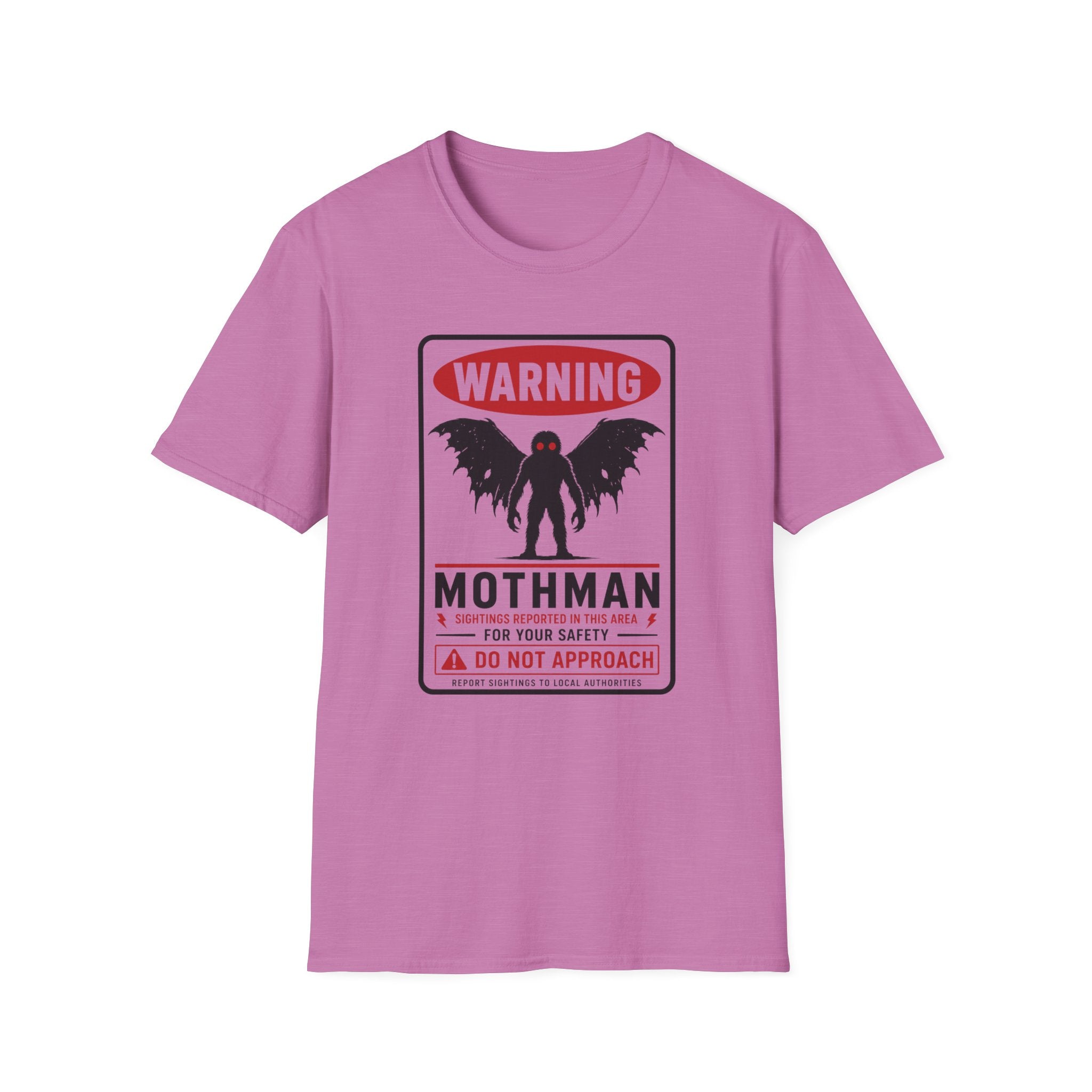 Warning: Mothman T-Shirt — Vintage Cryptid Warning Sign Tee