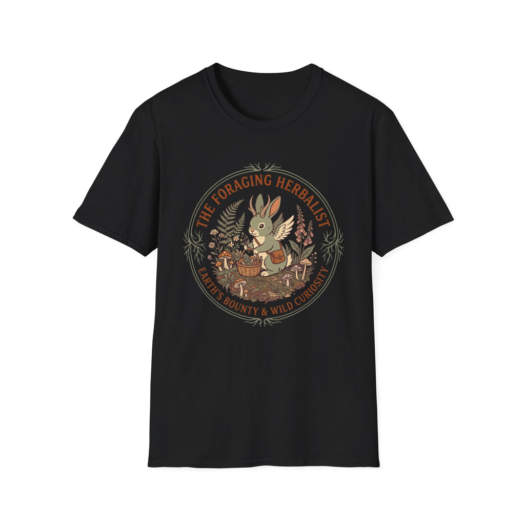 Foraging Herbalist T-Shirt — Cute Jackalope & Wildflower Nature Tee
