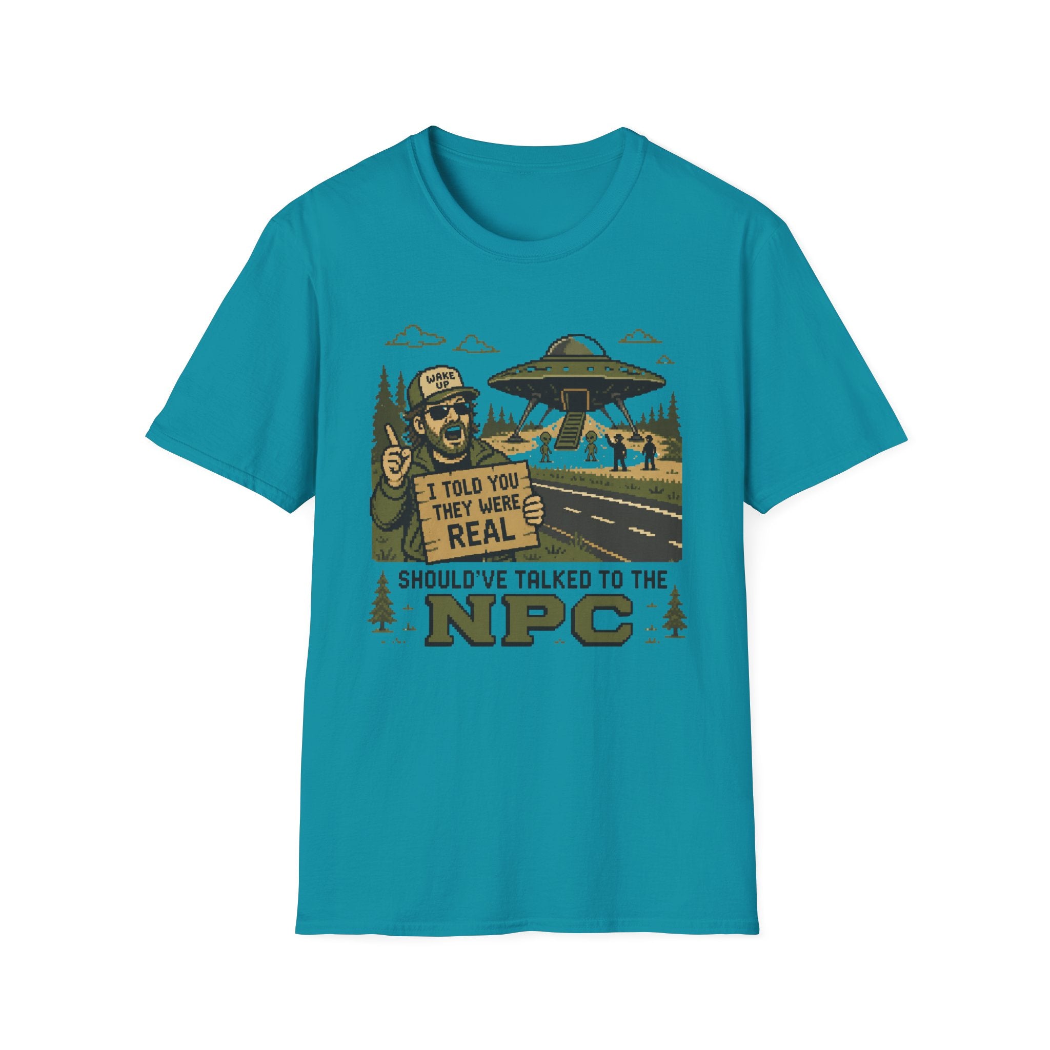 Alien Abduction T‑Shirt — “I Told You They Were Real” NPC Vintage 8-Bit Graphic Tee