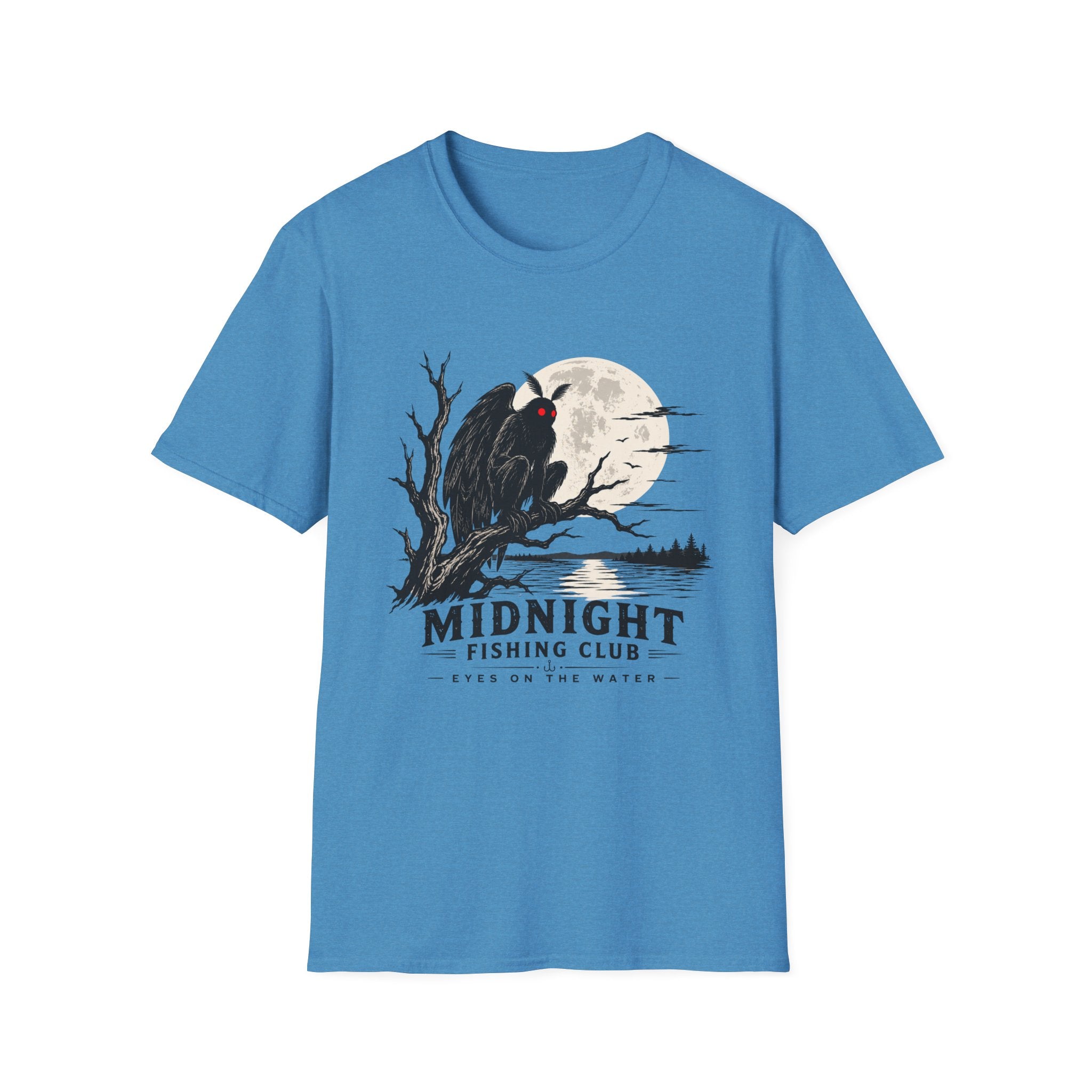 Midnight Fishing Club T-Shirt — Gothic Mothman Moon Graphic Tee