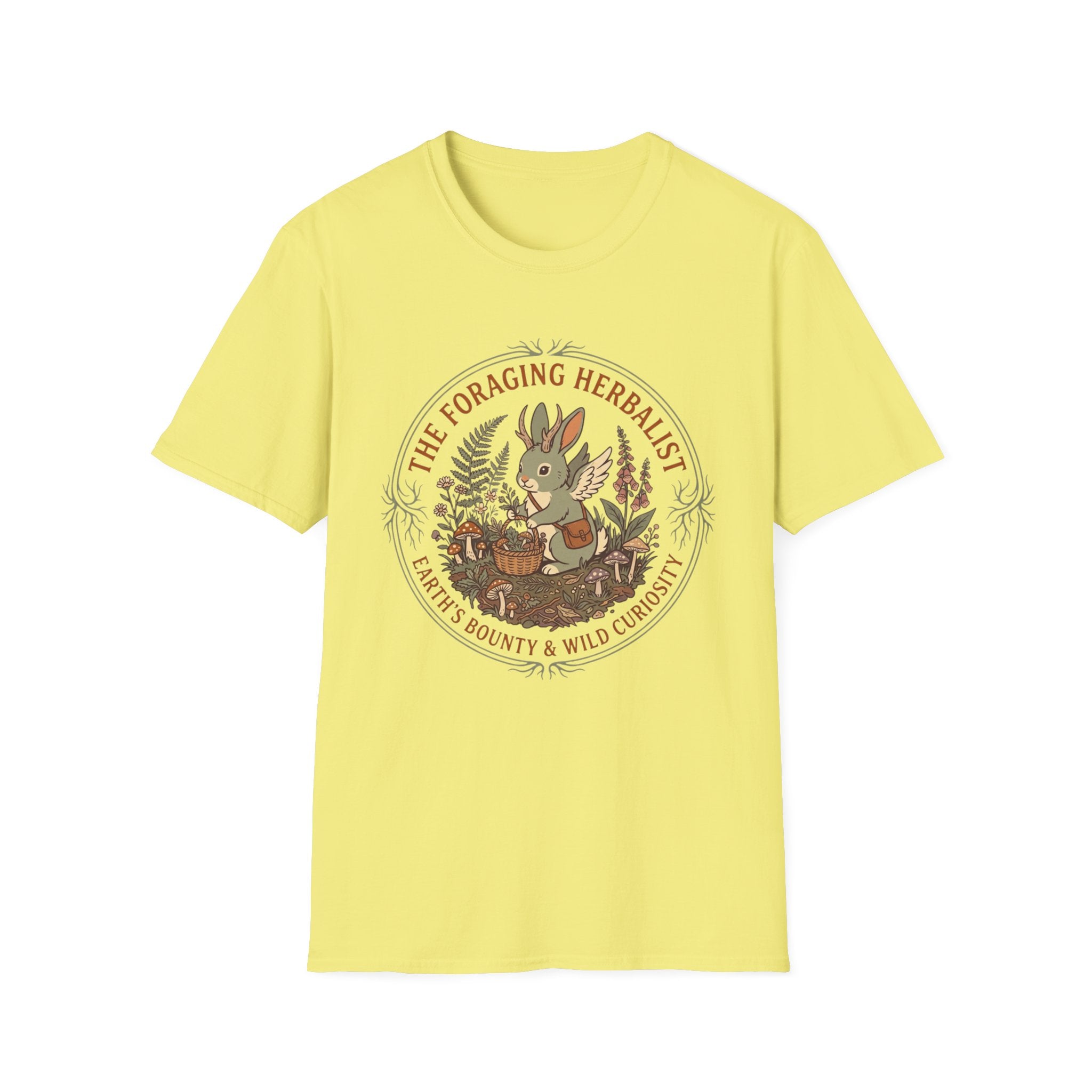 Foraging Herbalist T-Shirt — Cute Jackalope & Wildflower Nature Tee