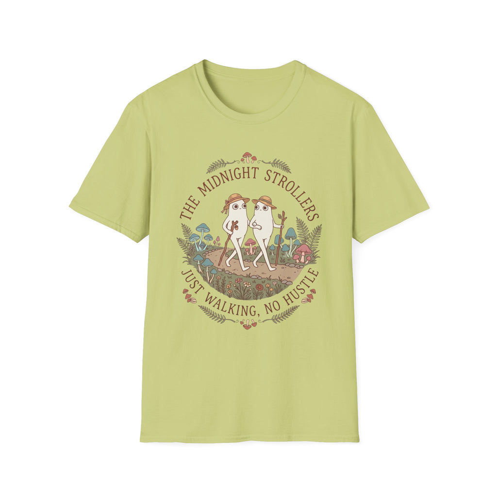 Cozy Fresno Nightcrawlers T-Shirt — 'The Midnight Strollers' Cute Mushroom Walk Graphic Tee
