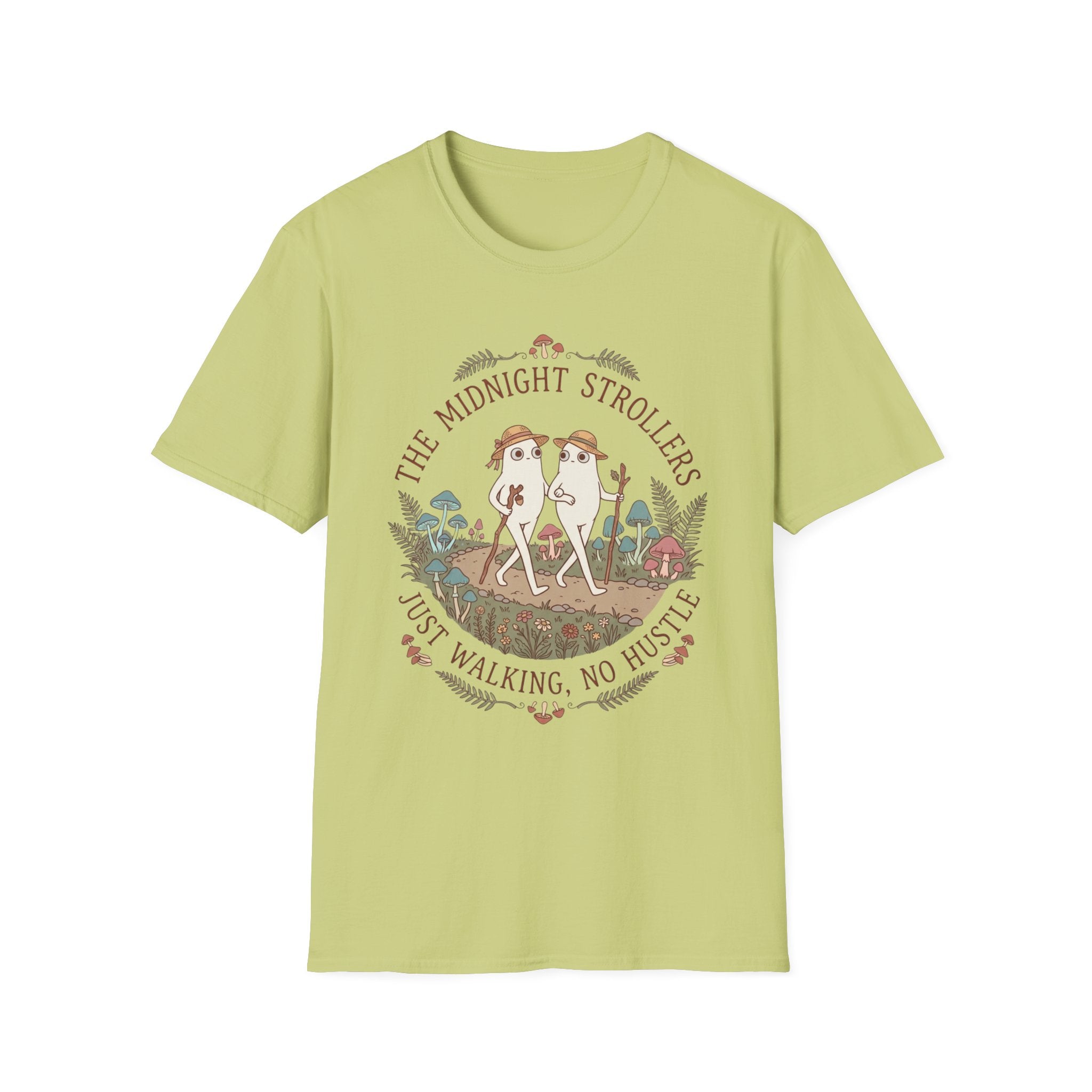 Cozy Fresno Nightcrawlers T-Shirt — 'The Midnight Strollers' Cute Mushroom Walk Graphic Tee