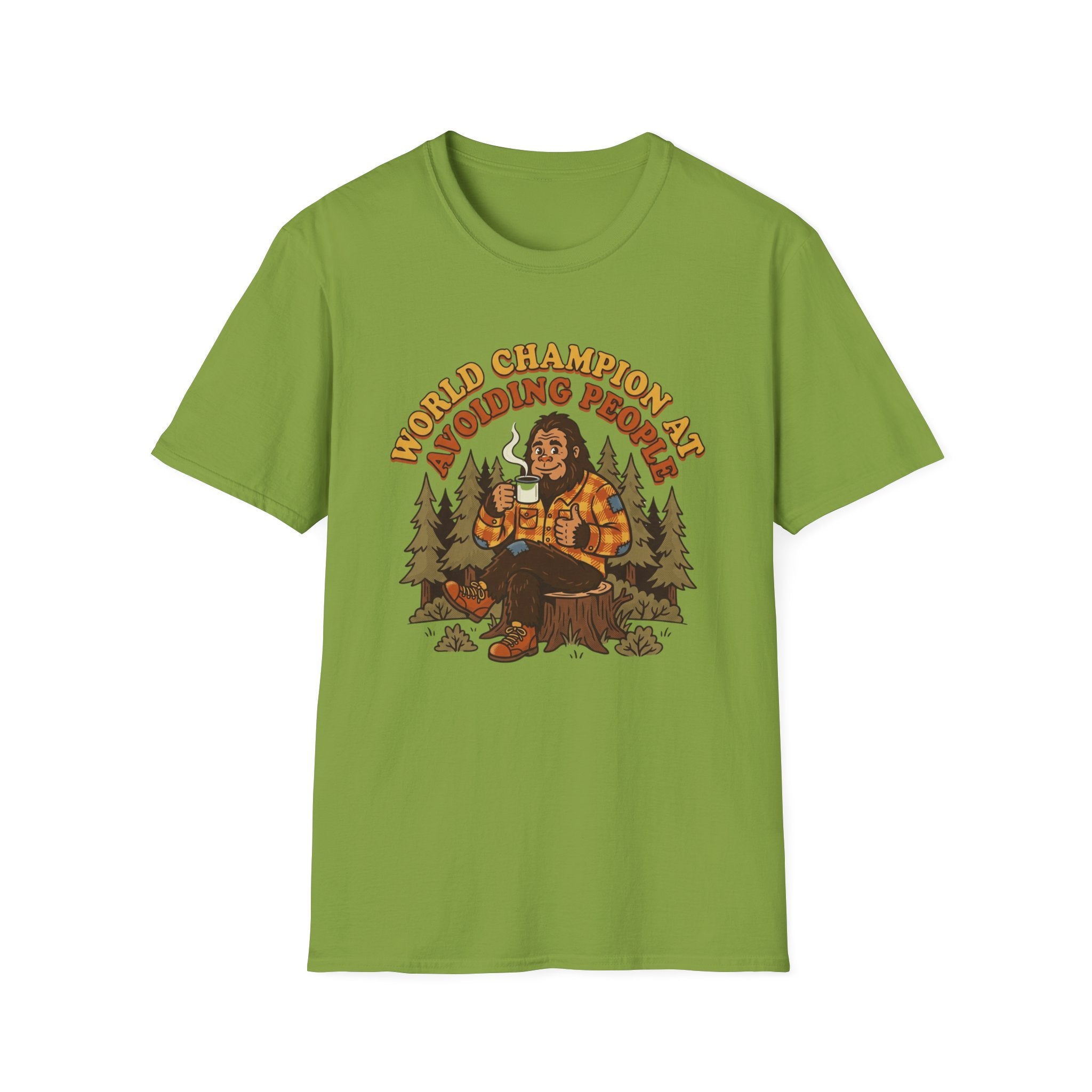 World Champion At Avoiding People T-Shirt — Funny Introvert Bigfoot Graphic Tee