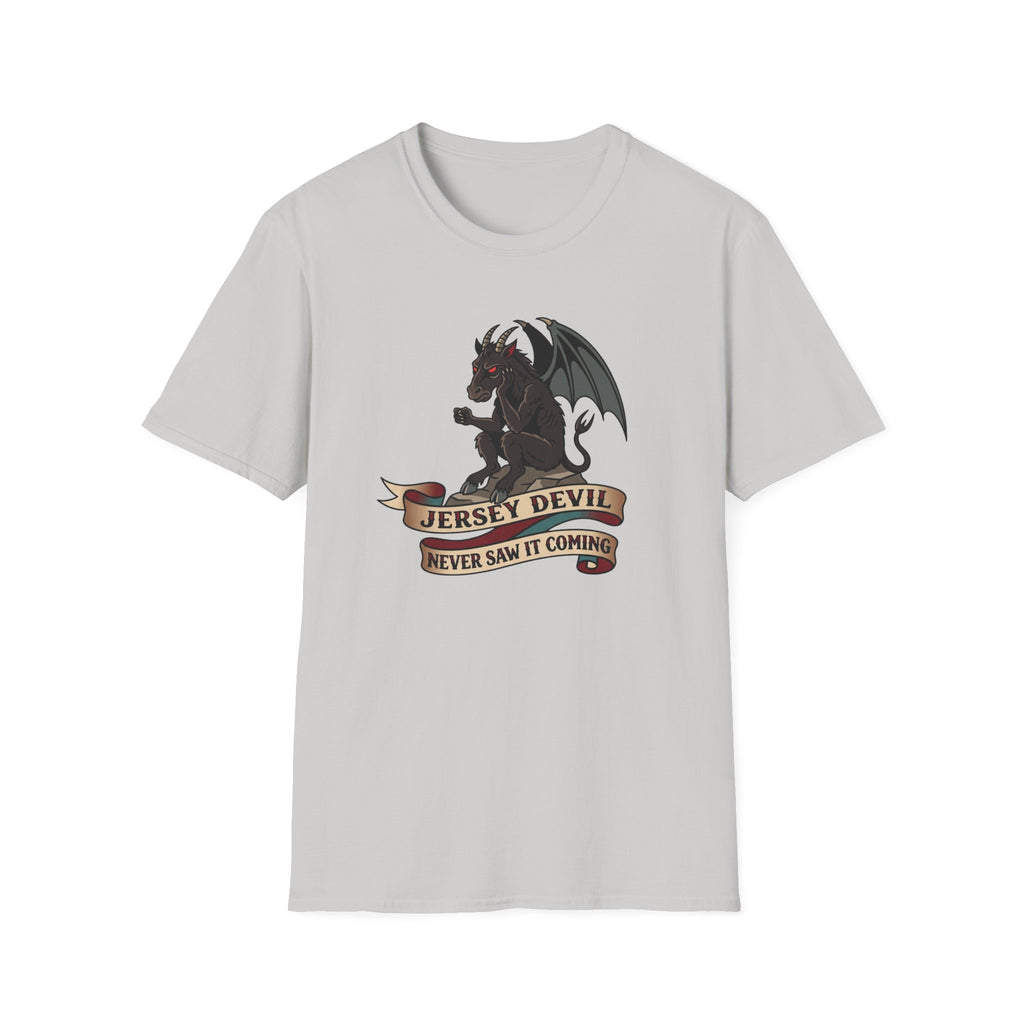 Jersey Devil Graphic T-Shirt — 'Never Saw It Coming' Mythical Creature Tee