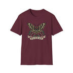 Mothman American Traditional Tattoo Style T-Shirt — Gothic Moth & Roses Graphic