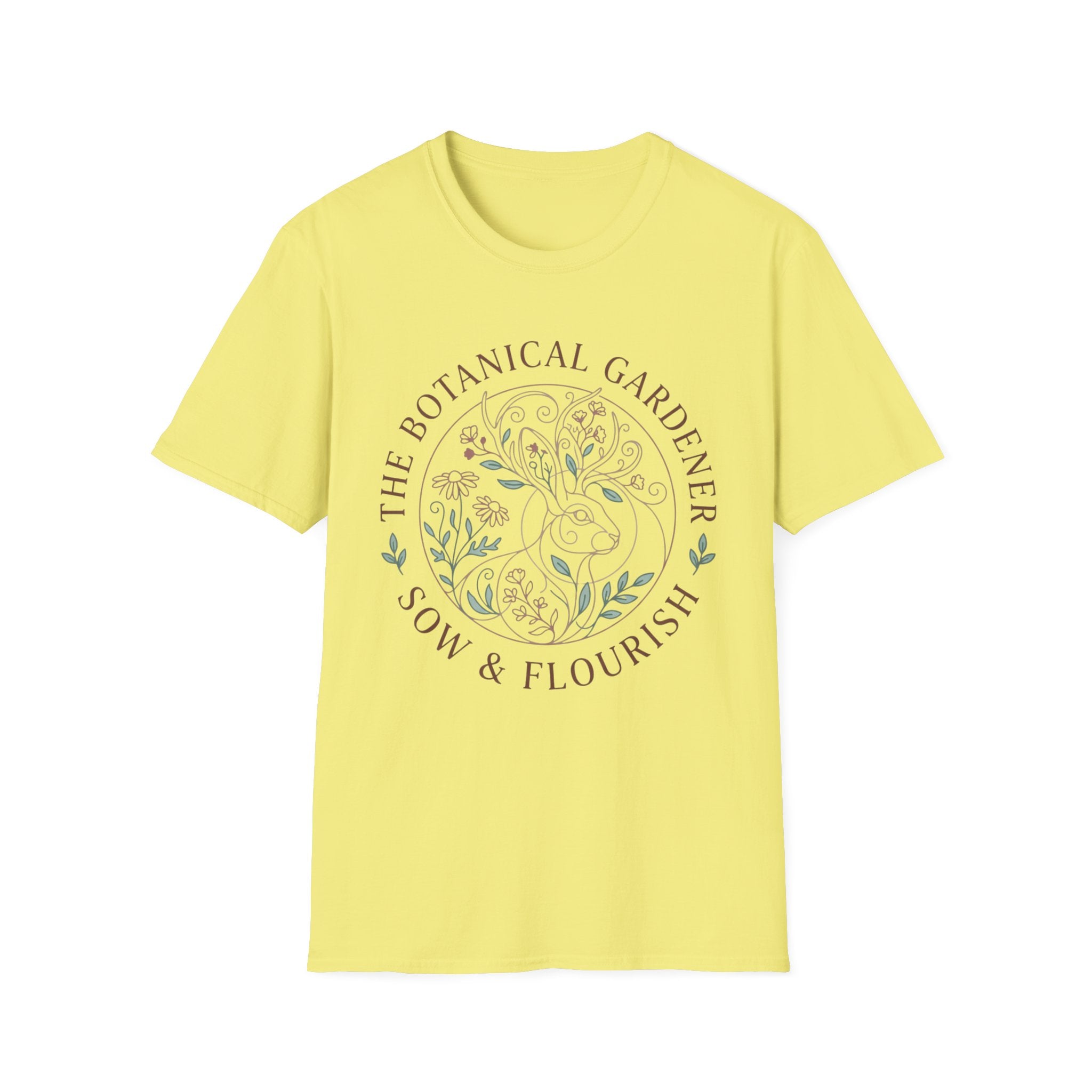 Cottagecore Jackalope T-Shirt — 'The Botanical Gardener: Sow & Flourish' Floral Tee