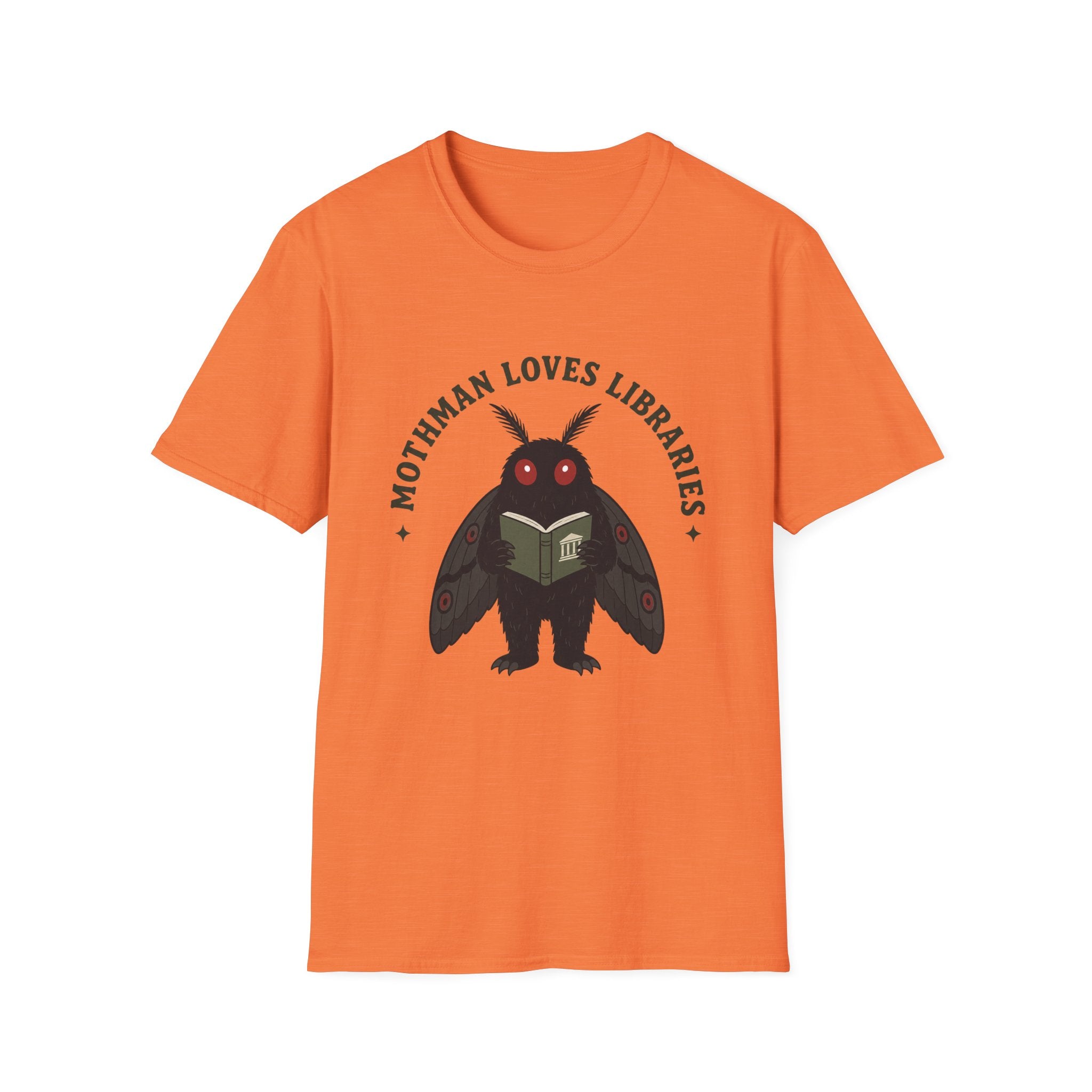 Mothman Loves Libraries T-Shirt — Cute Cottagecore Cryptid Reading Tee
