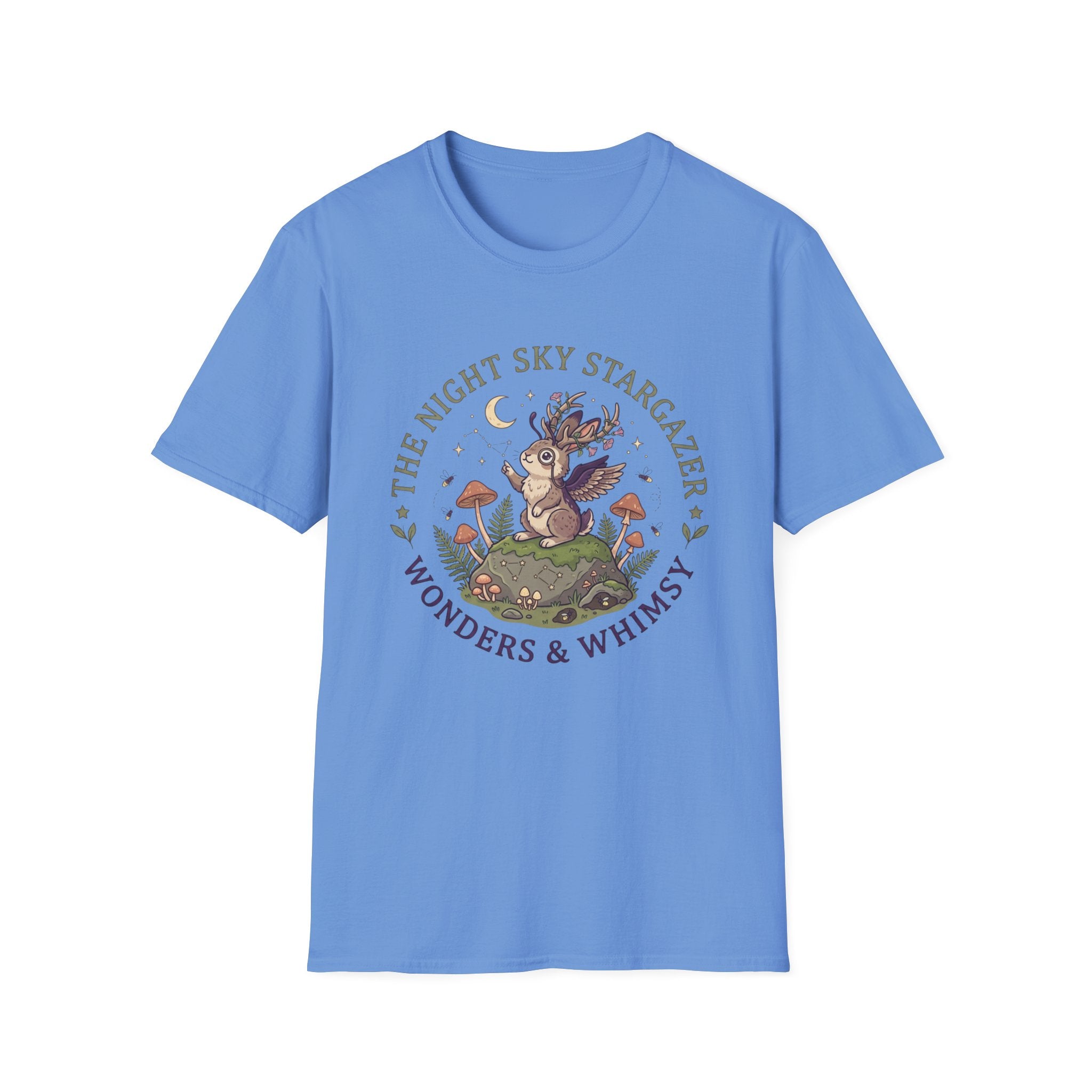 Cottagecore Woodland Jackalope T‑Shirt — “The Night Sky Stargazer” Cute Nature Tee