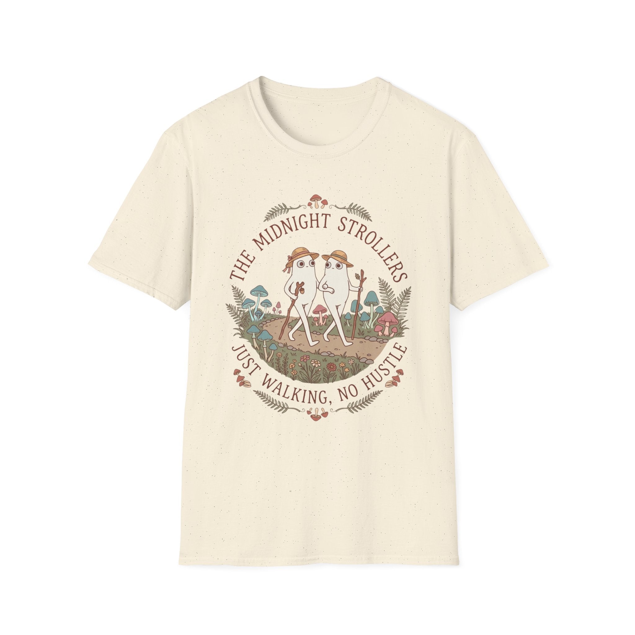 Cozy Fresno Nightcrawlers T-Shirt — 'The Midnight Strollers' Cute Mushroom Walk Graphic Tee