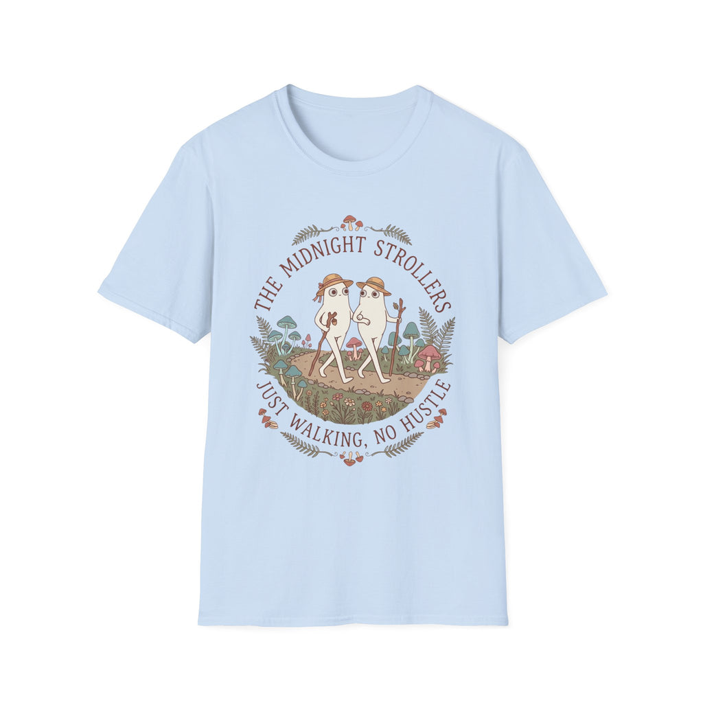 Cozy Fresno Nightcrawlers T-Shirt — 'The Midnight Strollers' Cute Mushroom Walk Graphic Tee
