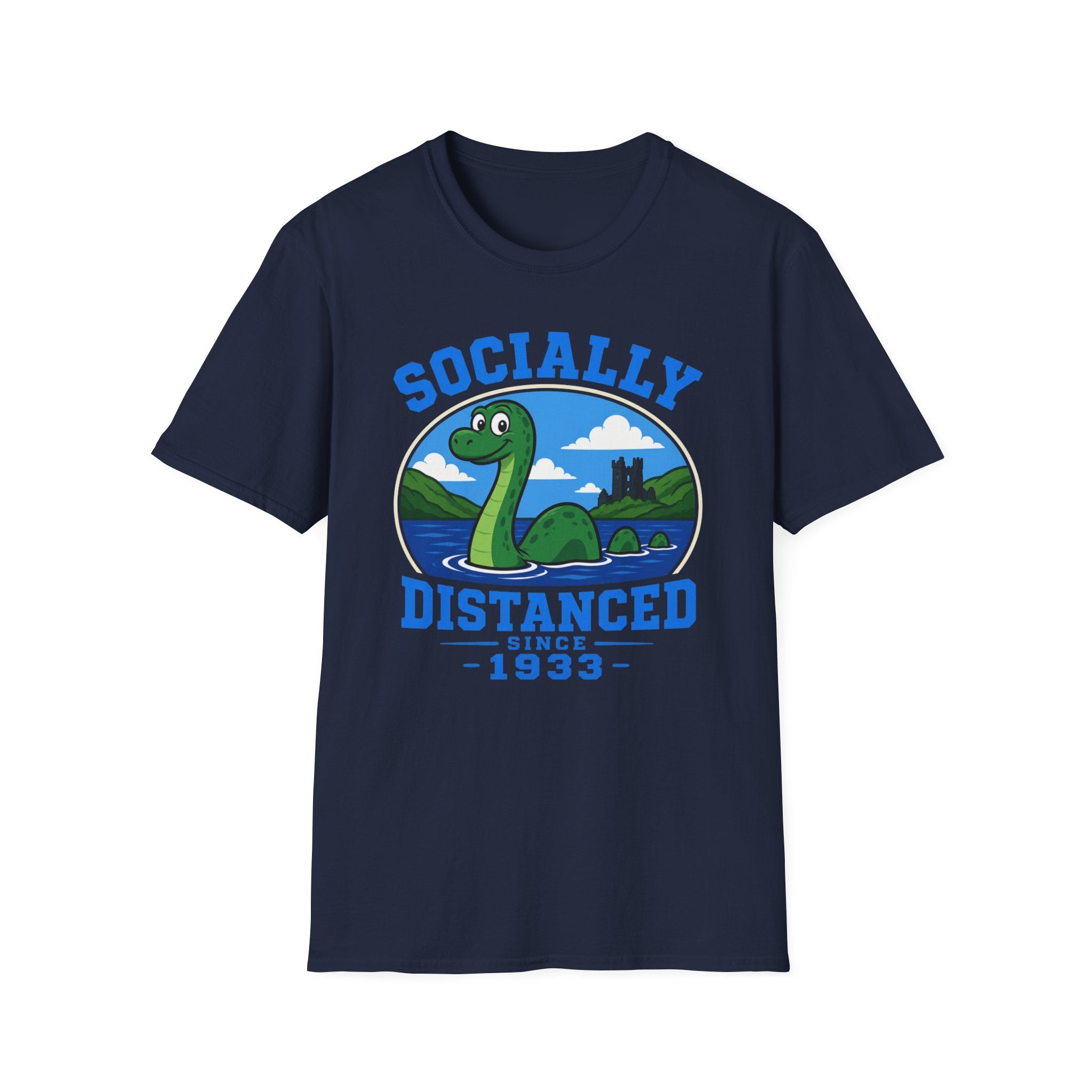 Socially Distanced Loch Ness Monster T-Shirt — Cute Nessie Graphic Tee
