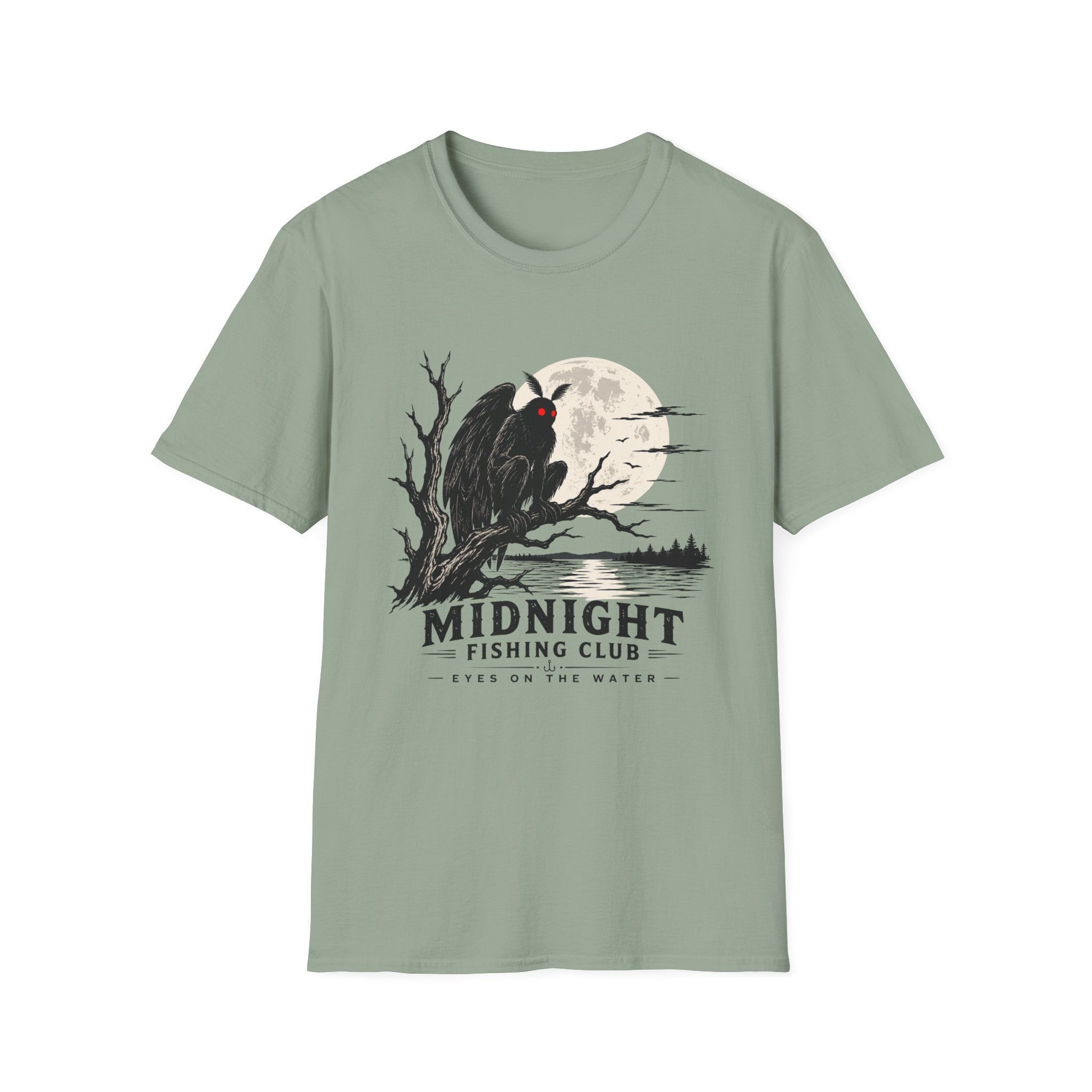 Midnight Fishing Club T-Shirt — Gothic Mothman Moon Graphic Tee