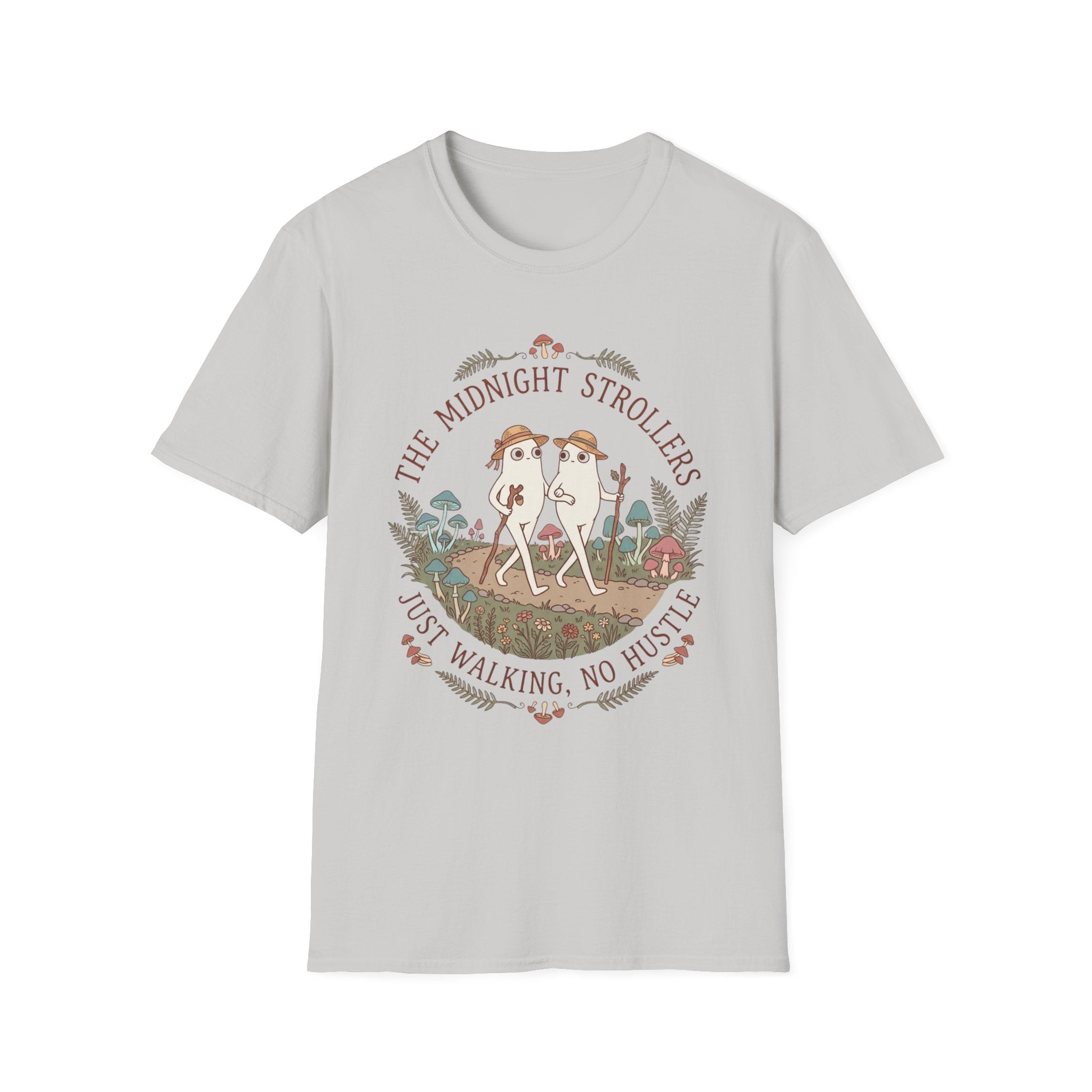 Cozy Fresno Nightcrawlers T-Shirt — 'The Midnight Strollers' Cute Mushroom Walk Graphic Tee