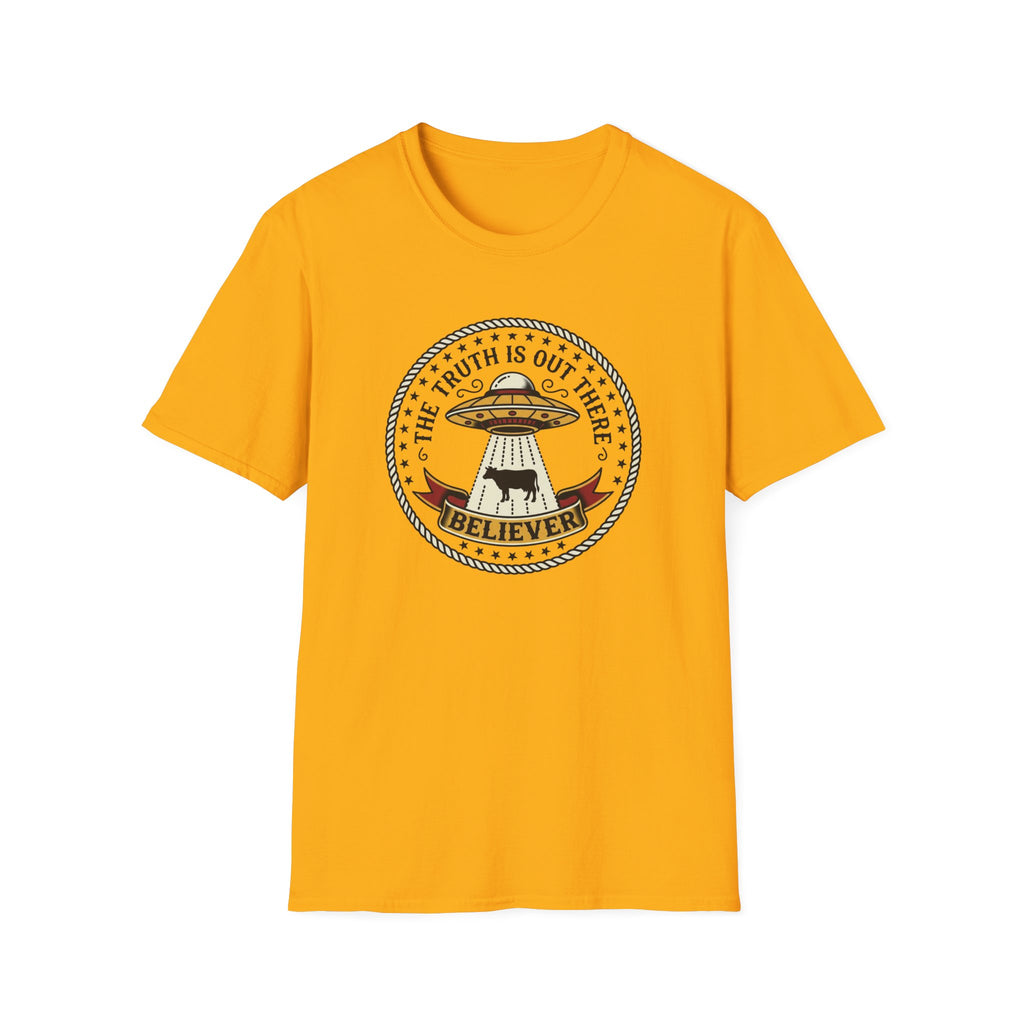 UFO Believer T-Shirt — "The Truth Is Out There" Alien Abduction American Tradition Tattoo Design