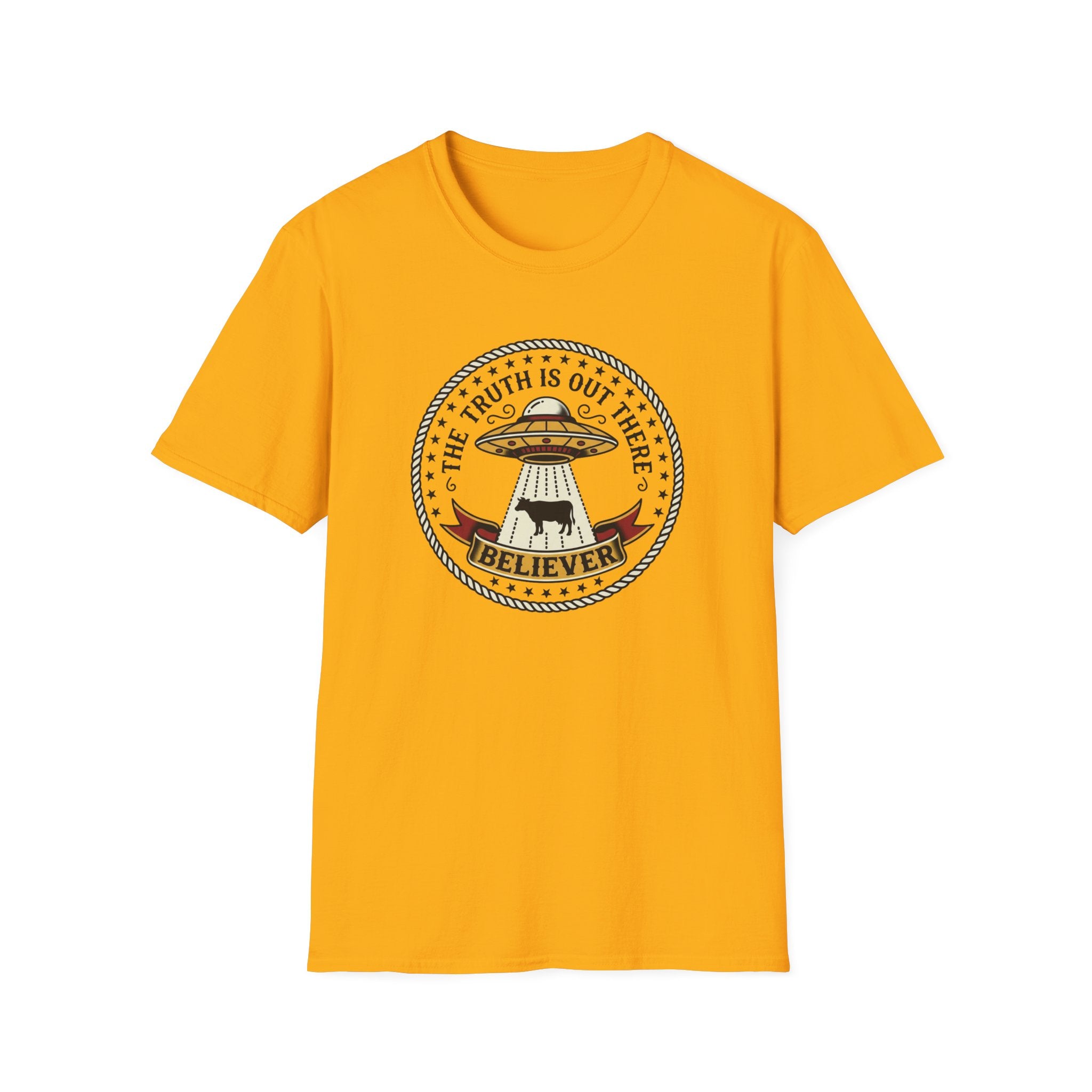 UFO Believer T-Shirt — "The Truth Is Out There" Alien Abduction American Tradition Tattoo Design