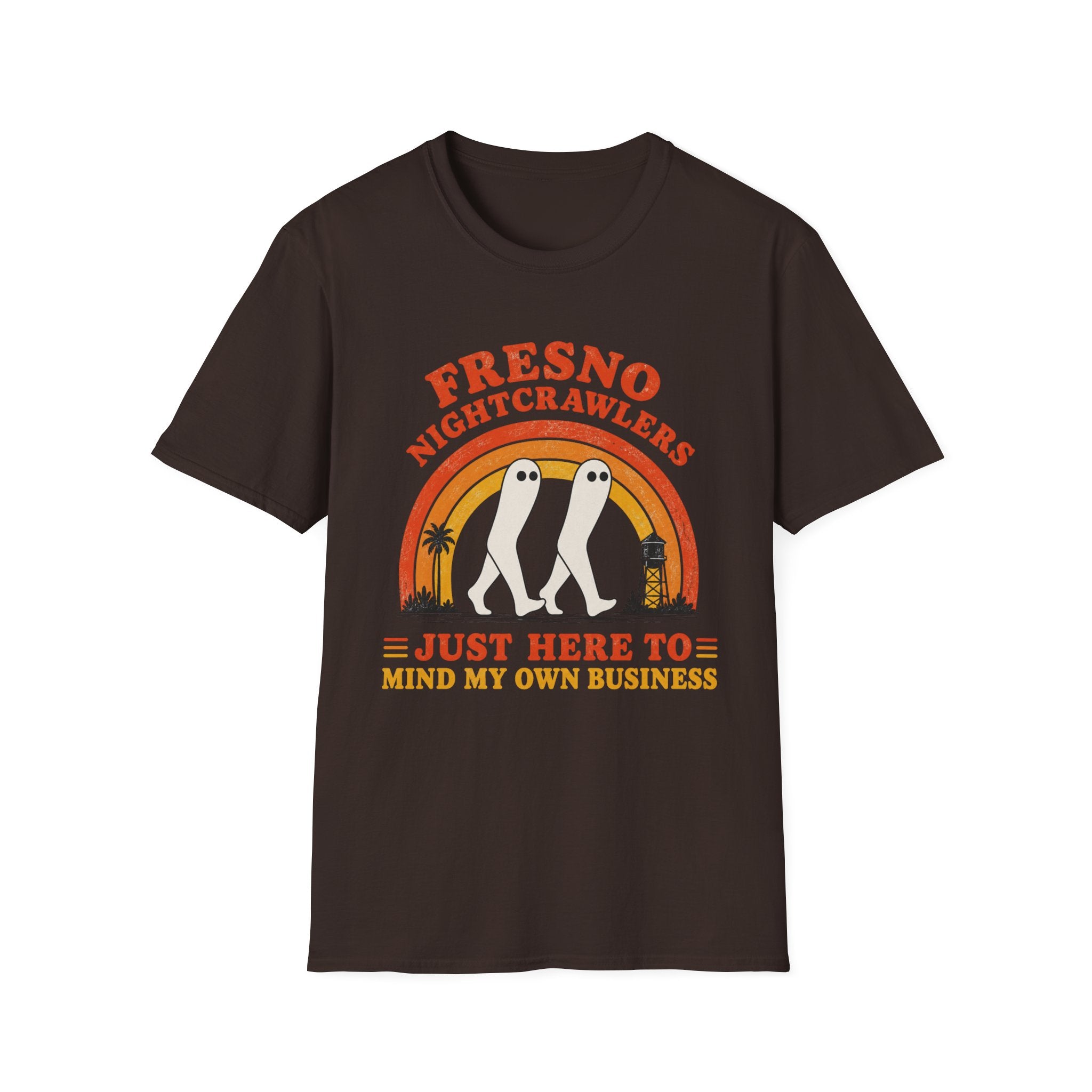 Fresno Nightcrawlers T-Shirt — Retro Cryptid Graphic Tee (“Just Here To Mind My Own Business”)