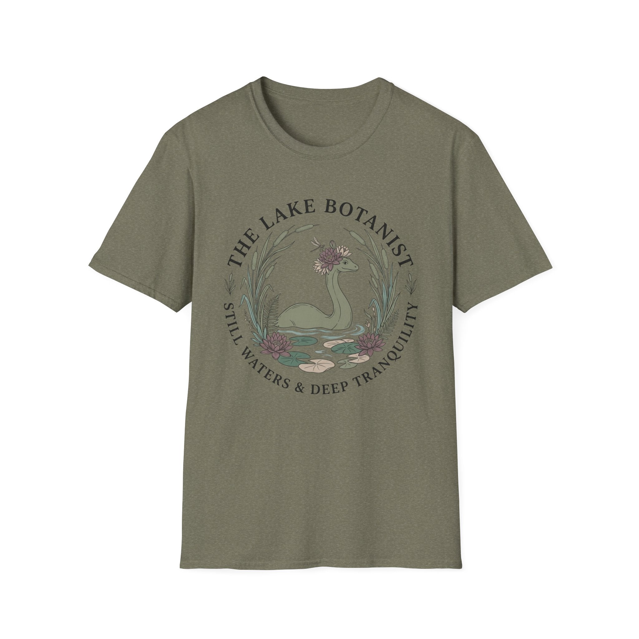Cozy Cottagecore Nessie T-Shirt — 'The Lake Botanist' Nature Graphic Tee