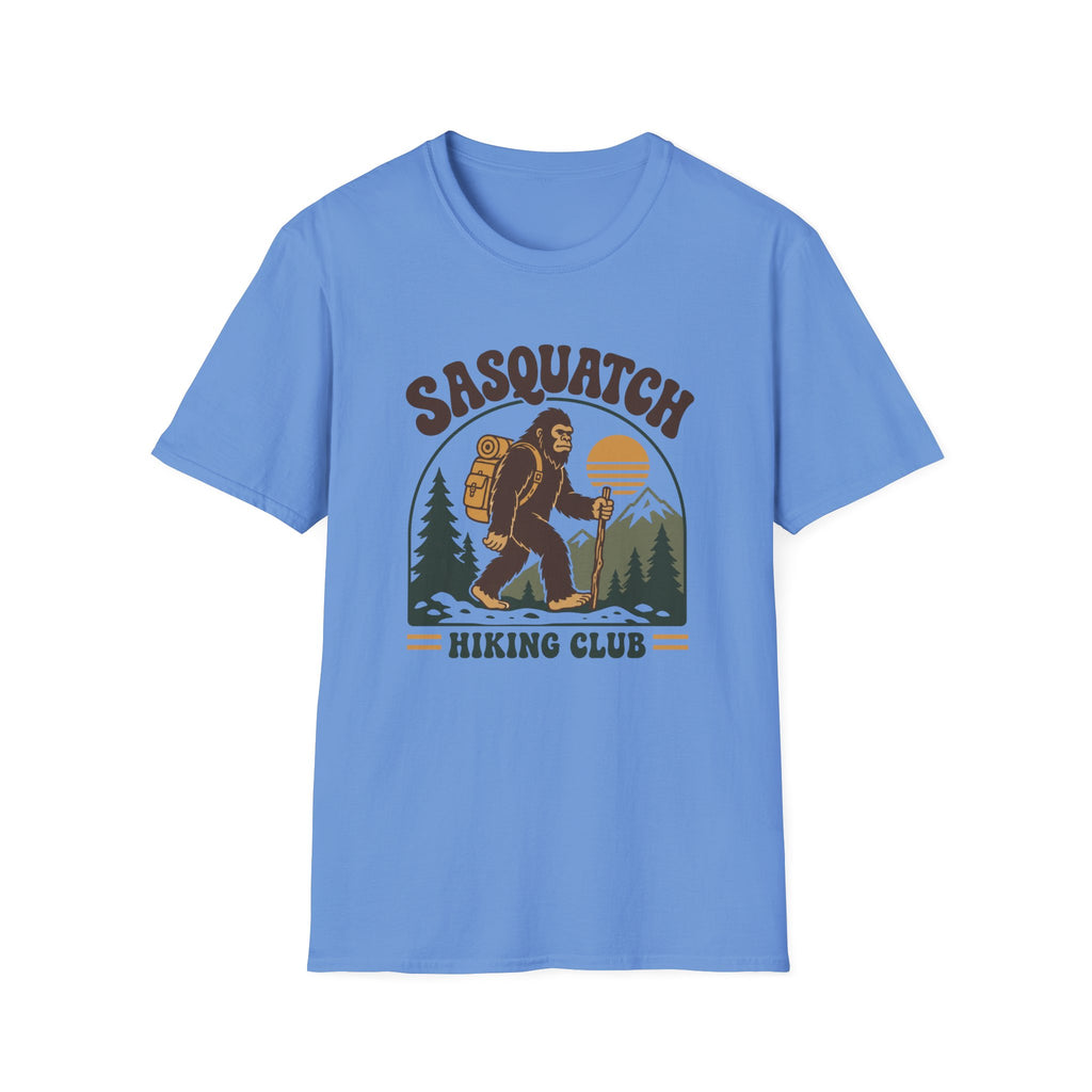 Sasquatch Hiking Club T-Shirt — Retro 70s Bigfoot Outdoor Adventure Tee