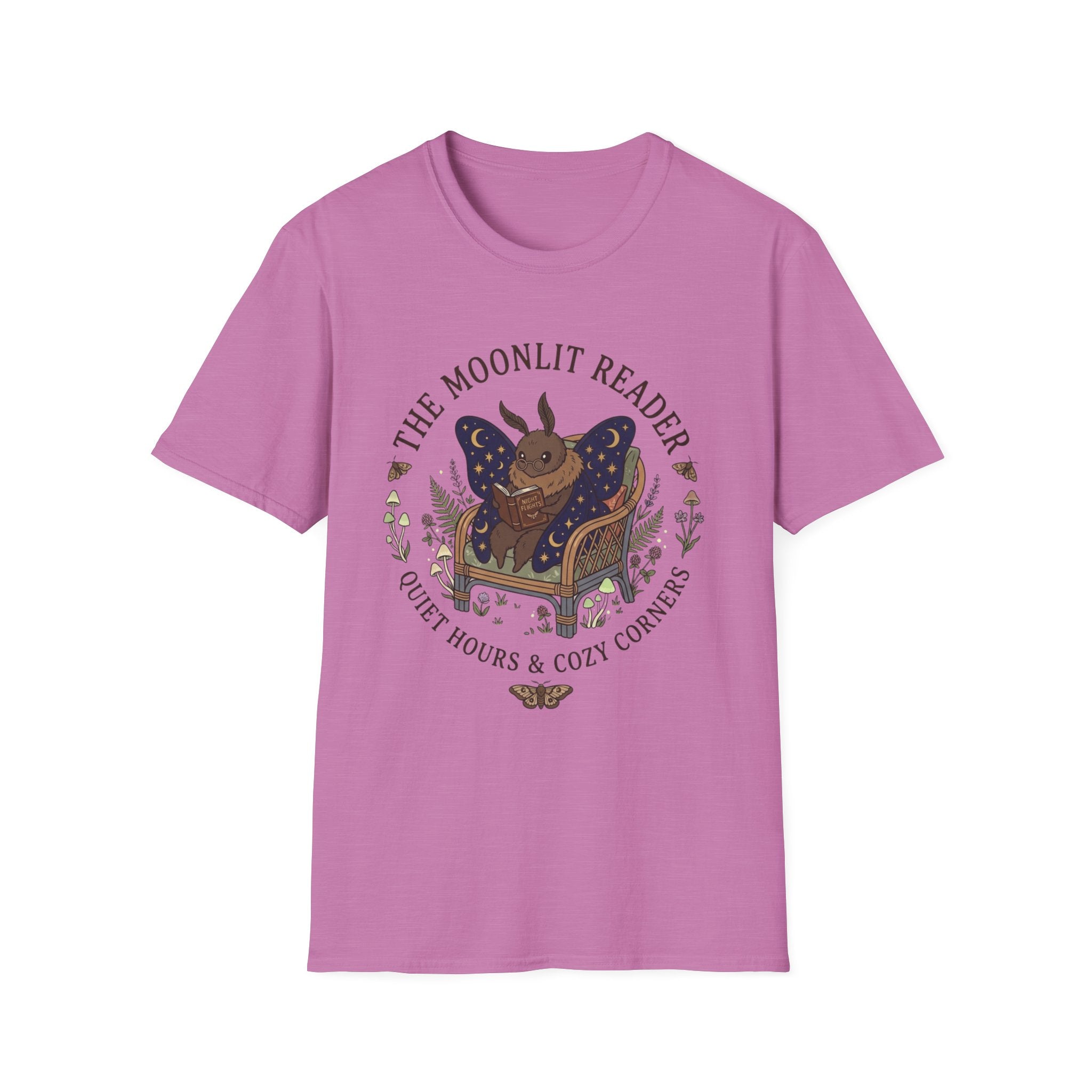 The Moonlit Reader Tee — Cozy Book Lover Cottagecore Moth Shirt