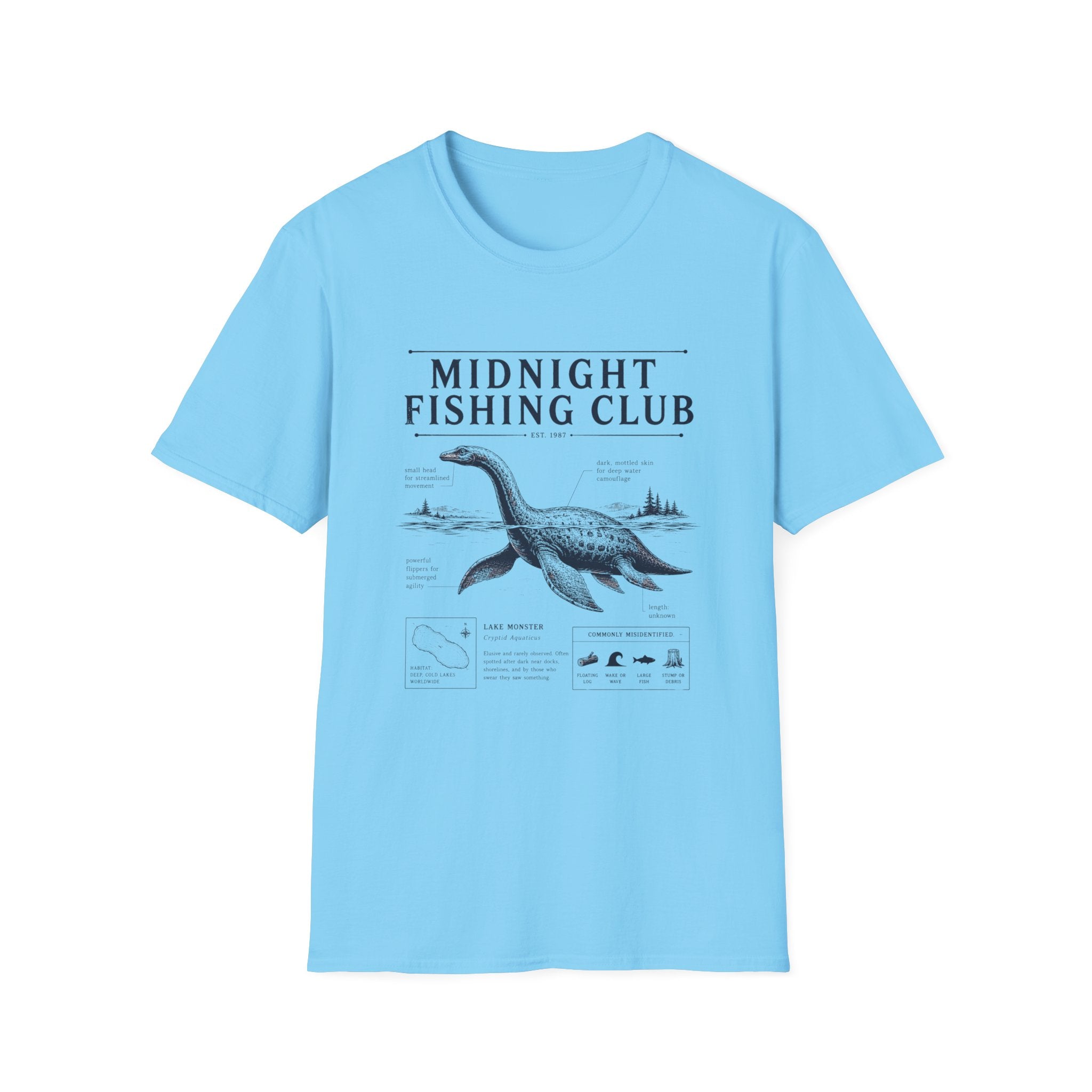 Midnight Fishing Club T-Shirt — Vintage Loch Ness Nautical Angler Tee