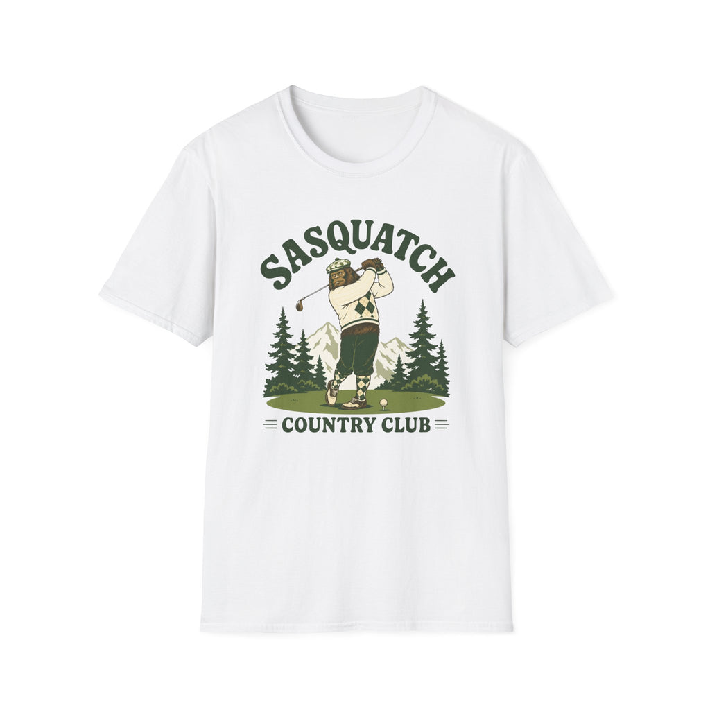 Sasquatch Country Club Golf T-Shirt — Retro 70s Woodland Golfer Tee