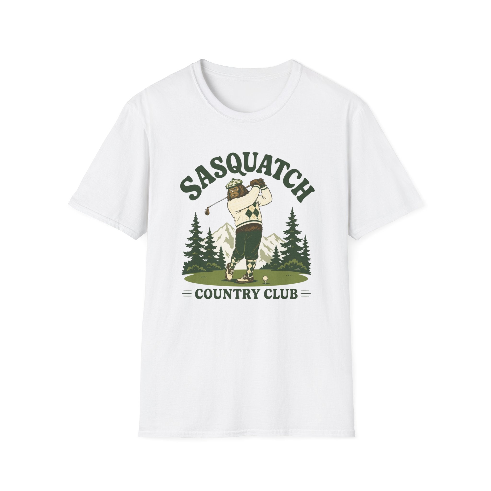 Sasquatch Country Club Golf T-Shirt — Retro 70s Woodland Golfer Tee