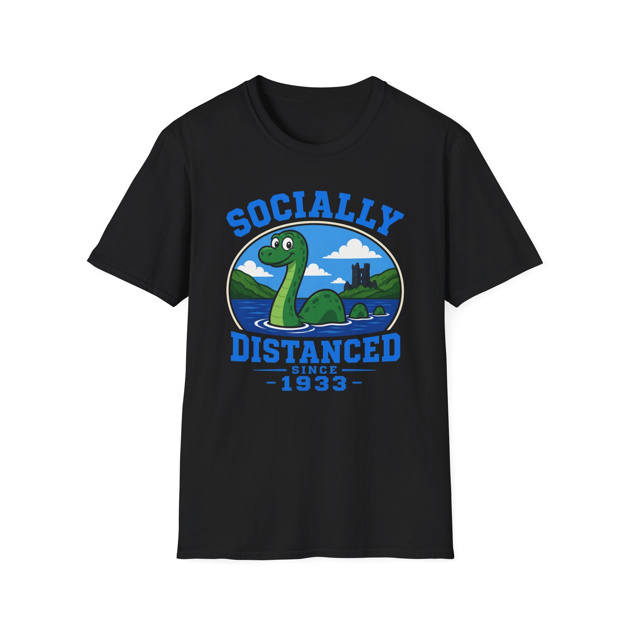 Socially Distanced Loch Ness Monster T-Shirt — Cute Nessie Graphic Tee