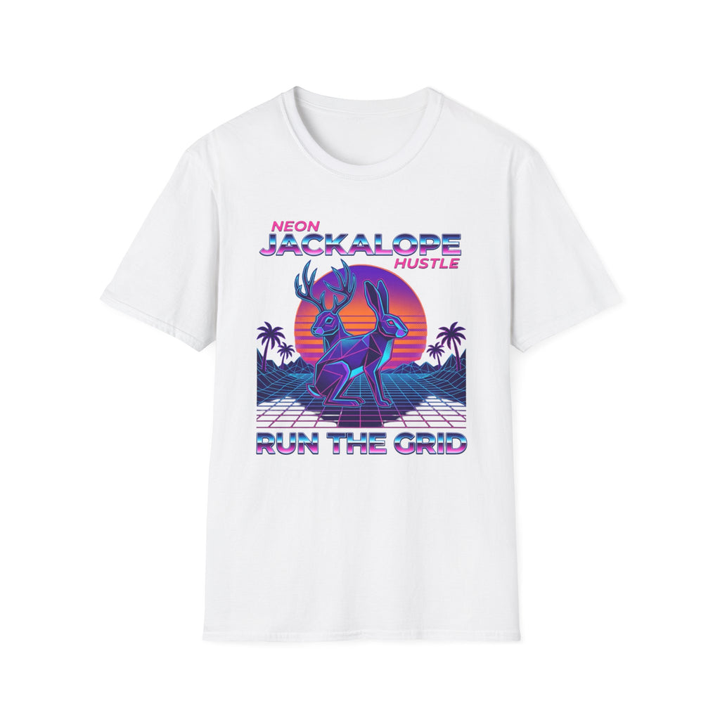 Neon Jackalope T-Shirt - Hustle "Run the Grid" Retro Vaporwave Tee