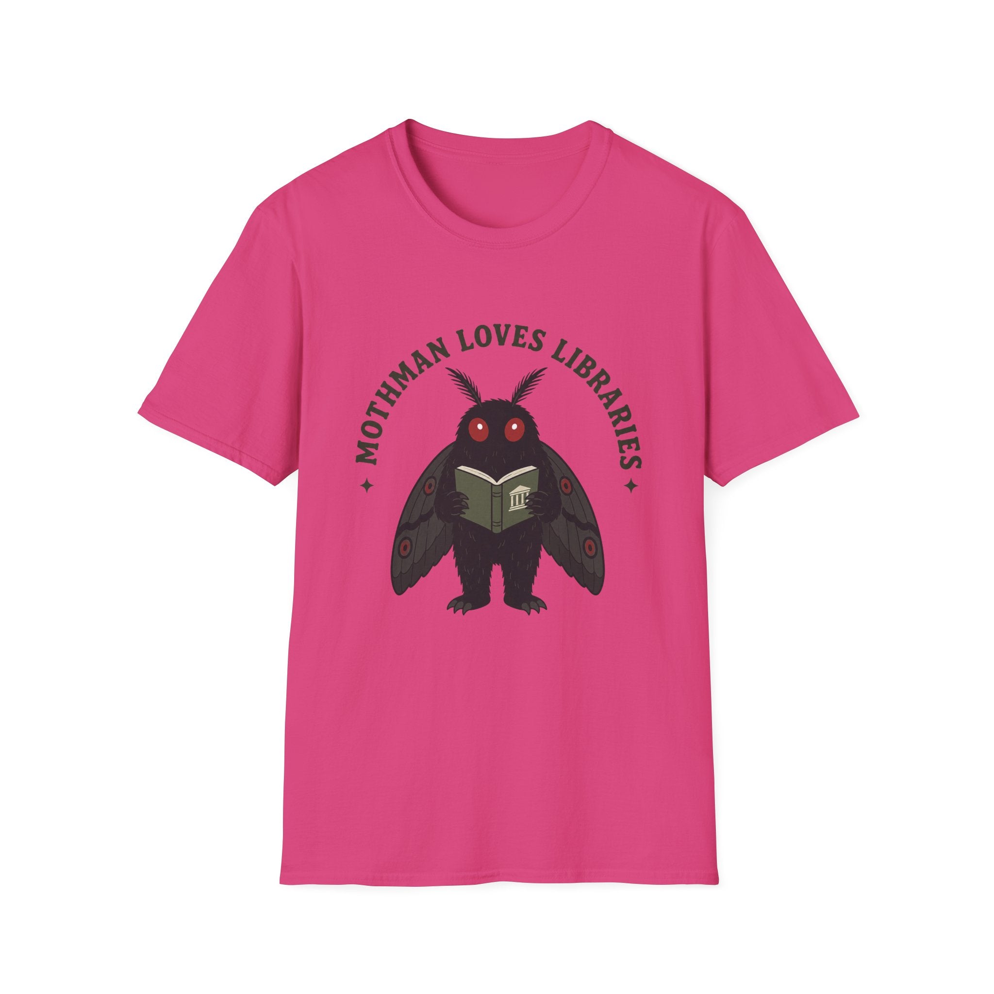 Mothman Loves Libraries T-Shirt — Cute Cottagecore Cryptid Reading Tee