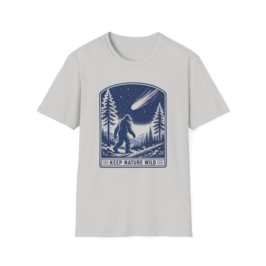 Bigfoot Stargazing T‑Shirt — Keep Nature Wild Forest Comet Design