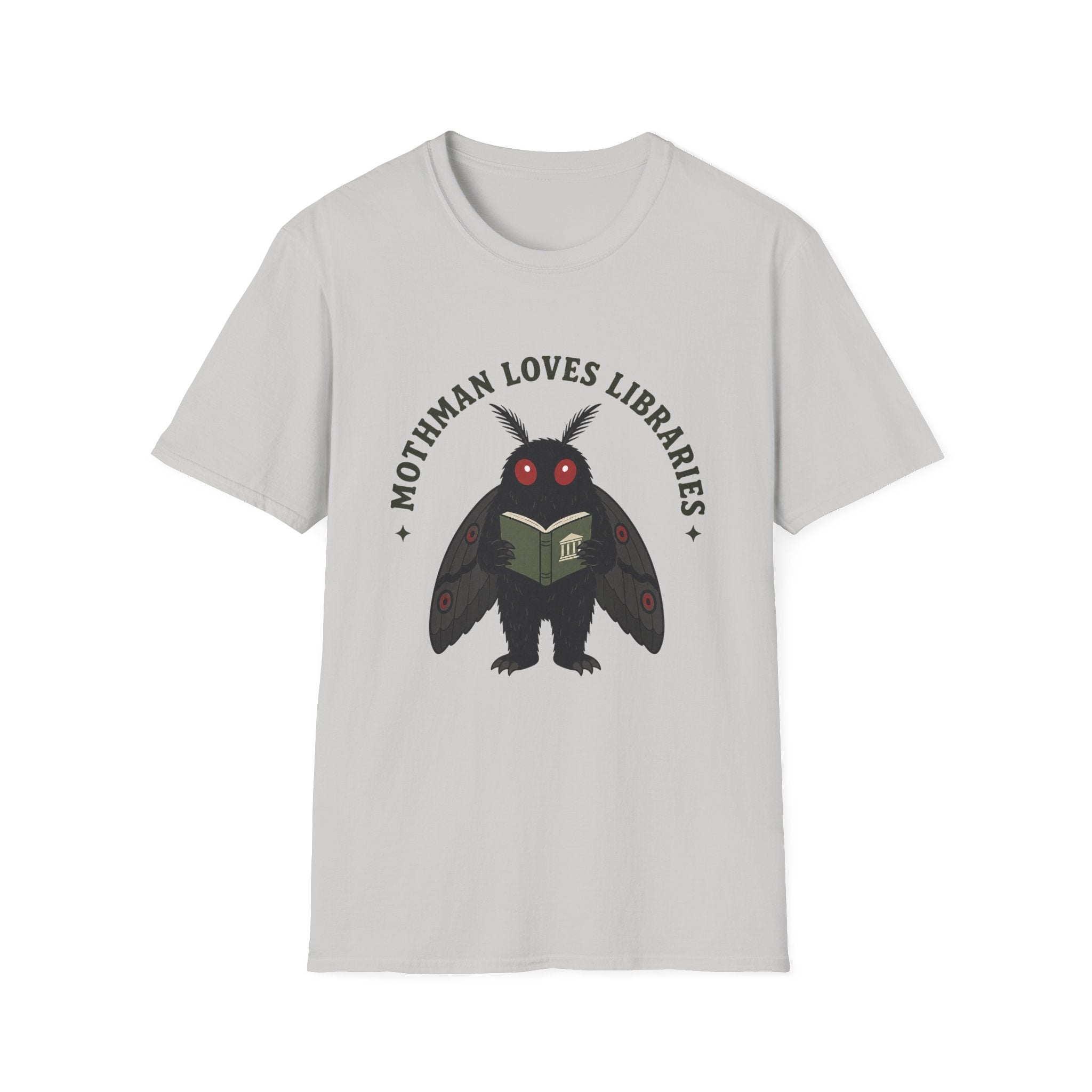 Mothman Loves Libraries T-Shirt — Cute Cottagecore Cryptid Reading Tee