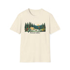 Bigfoot Forest Lifer T‑Shirt — Camping Scenic Tee with Tent, Campfire & Pine Trees