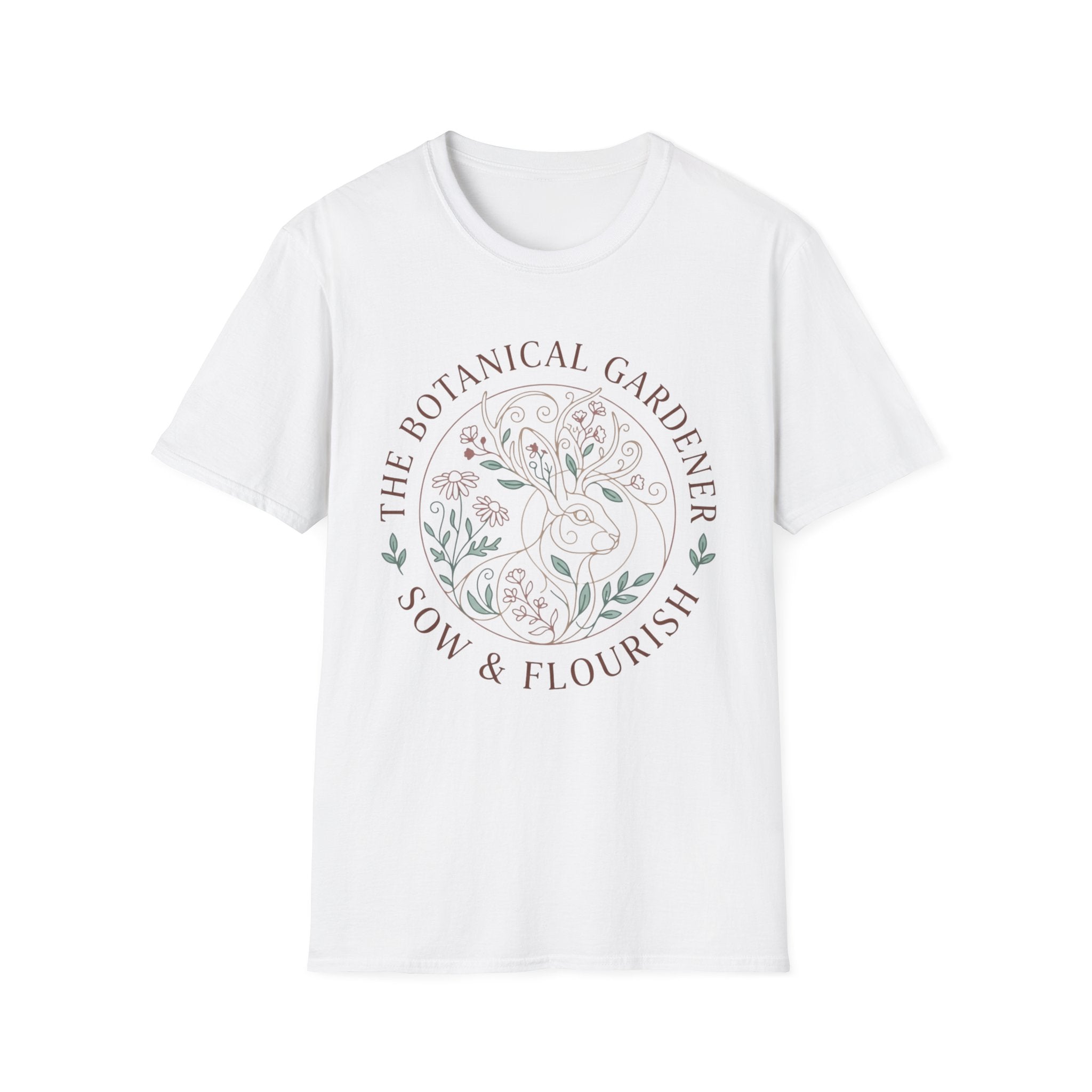 Cottagecore Jackalope T-Shirt — 'The Botanical Gardener: Sow & Flourish' Floral Tee