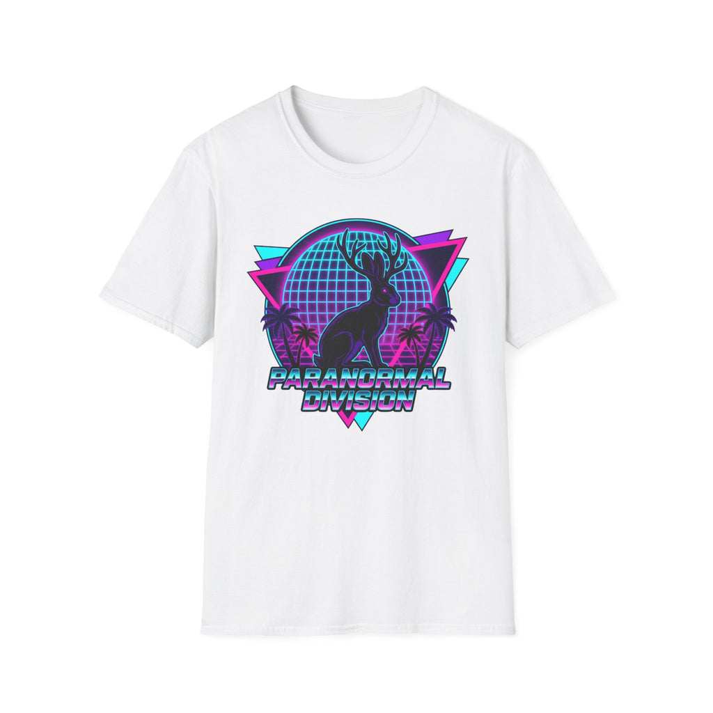 Retro Neon Jackalope T-Shirt — Paranormal Division Vaporwave Tee