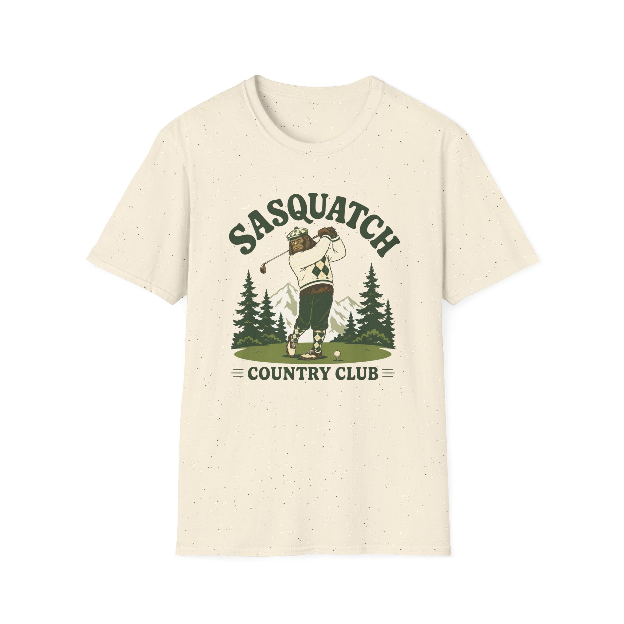 Sasquatch Country Club Golf T-Shirt — Retro 70s Woodland Golfer Tee