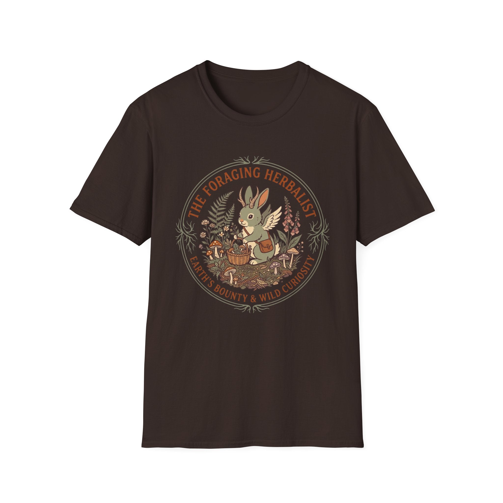 Foraging Herbalist T-Shirt — Cute Jackalope & Wildflower Nature Tee