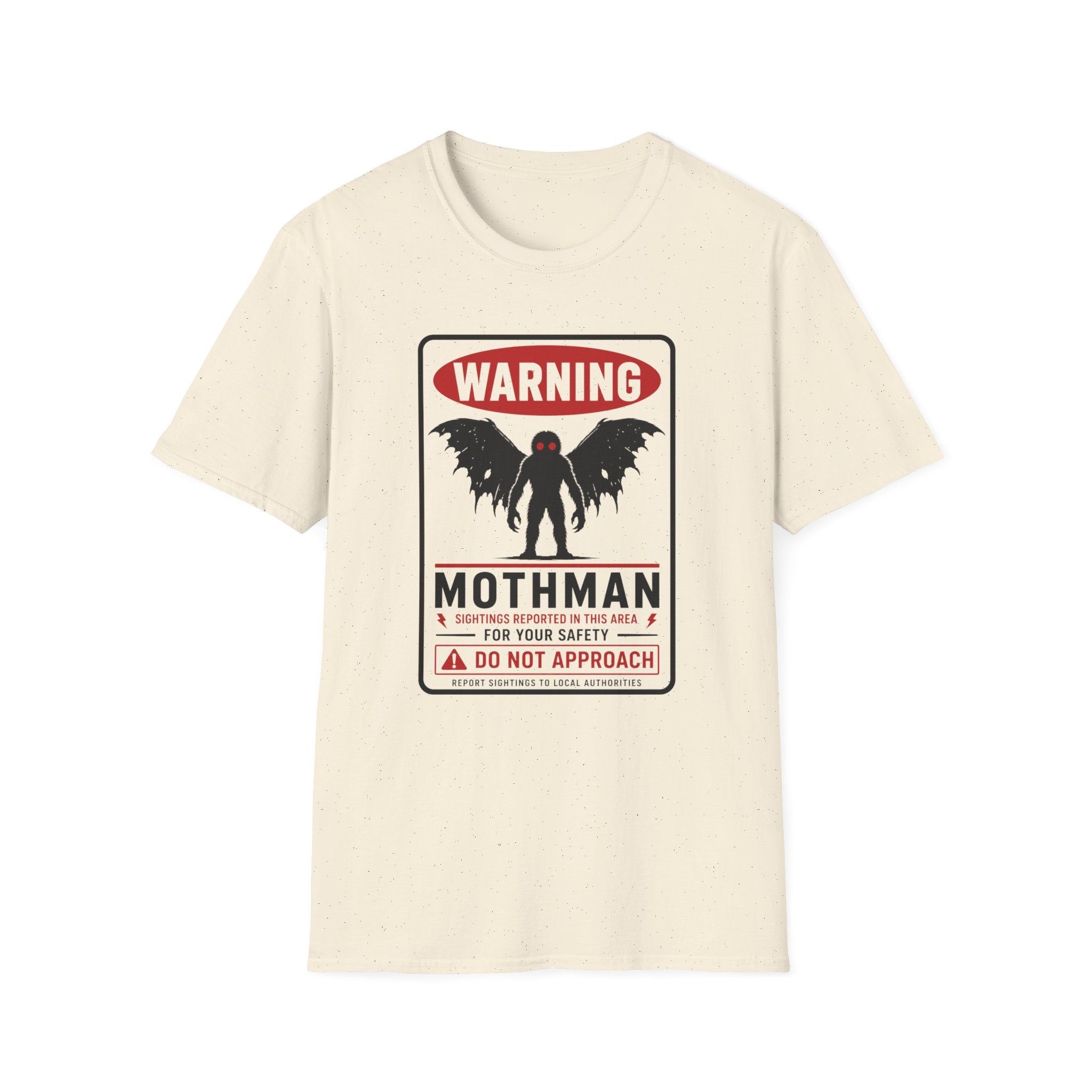 Warning: Mothman T-Shirt — Vintage Cryptid Warning Sign Tee