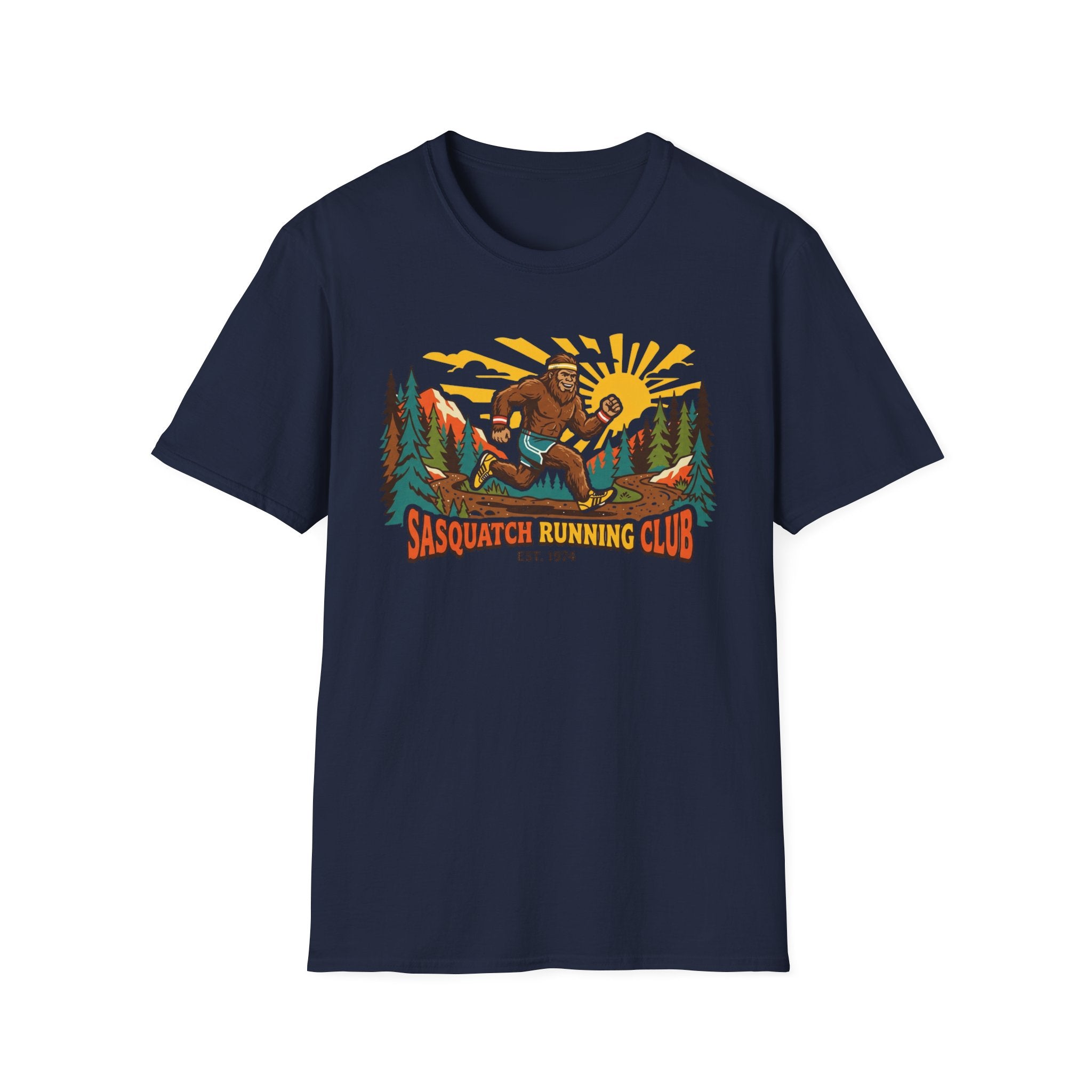 Sasquatch Running Club T-Shirt — Vintage Bigfoot Trail Run Graphic Tee
