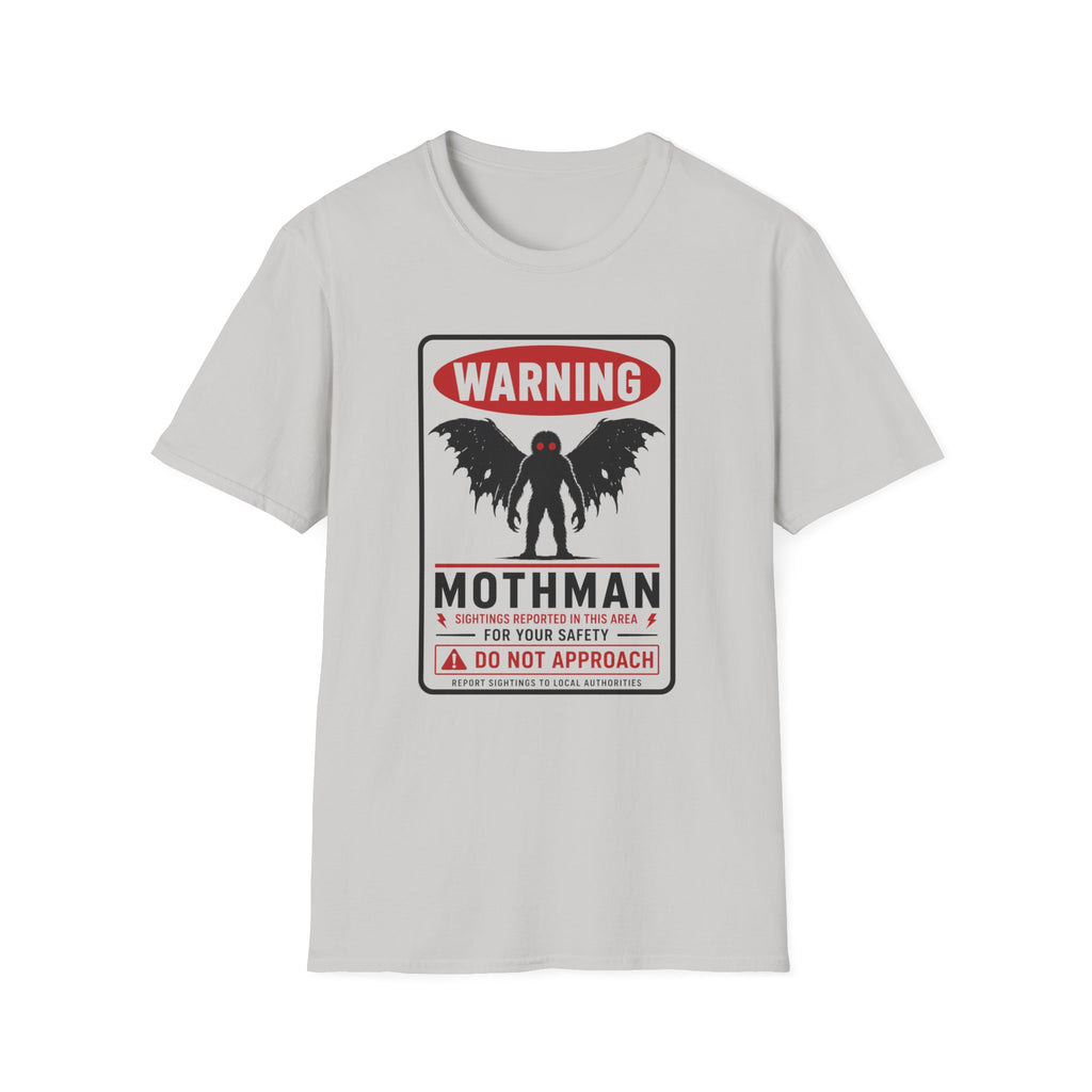 Warning: Mothman T-Shirt — Vintage Cryptid Warning Sign Tee