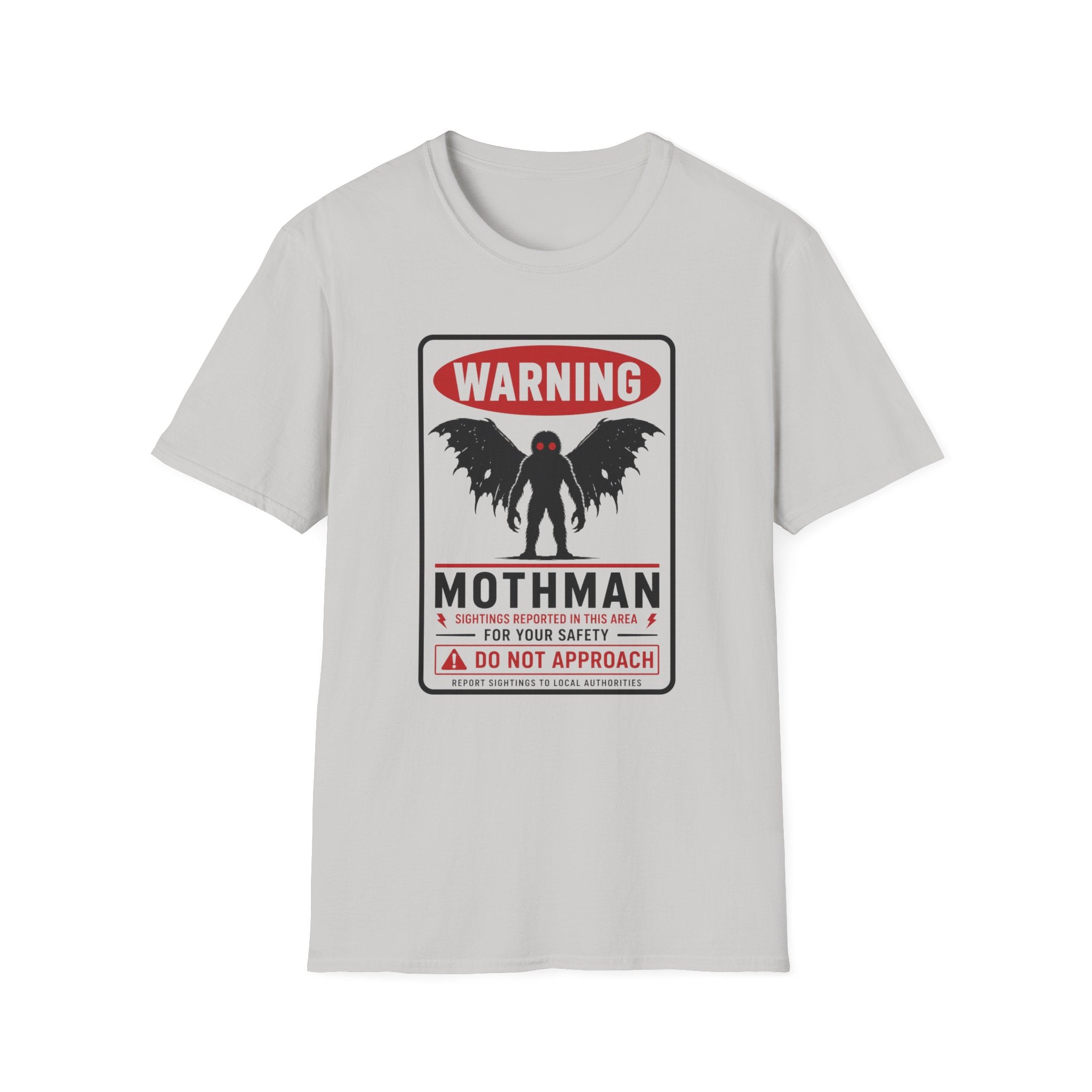 Warning: Mothman T-Shirt — Vintage Cryptid Warning Sign Tee