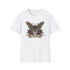 Mothman American Traditional Tattoo Style T-Shirt — Gothic Moth & Roses Graphic