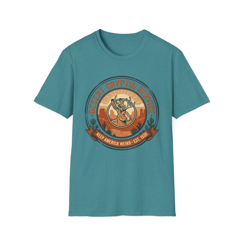 Desert Cryptid Service T-Shirt — Retro Desert Jackalope Graphic