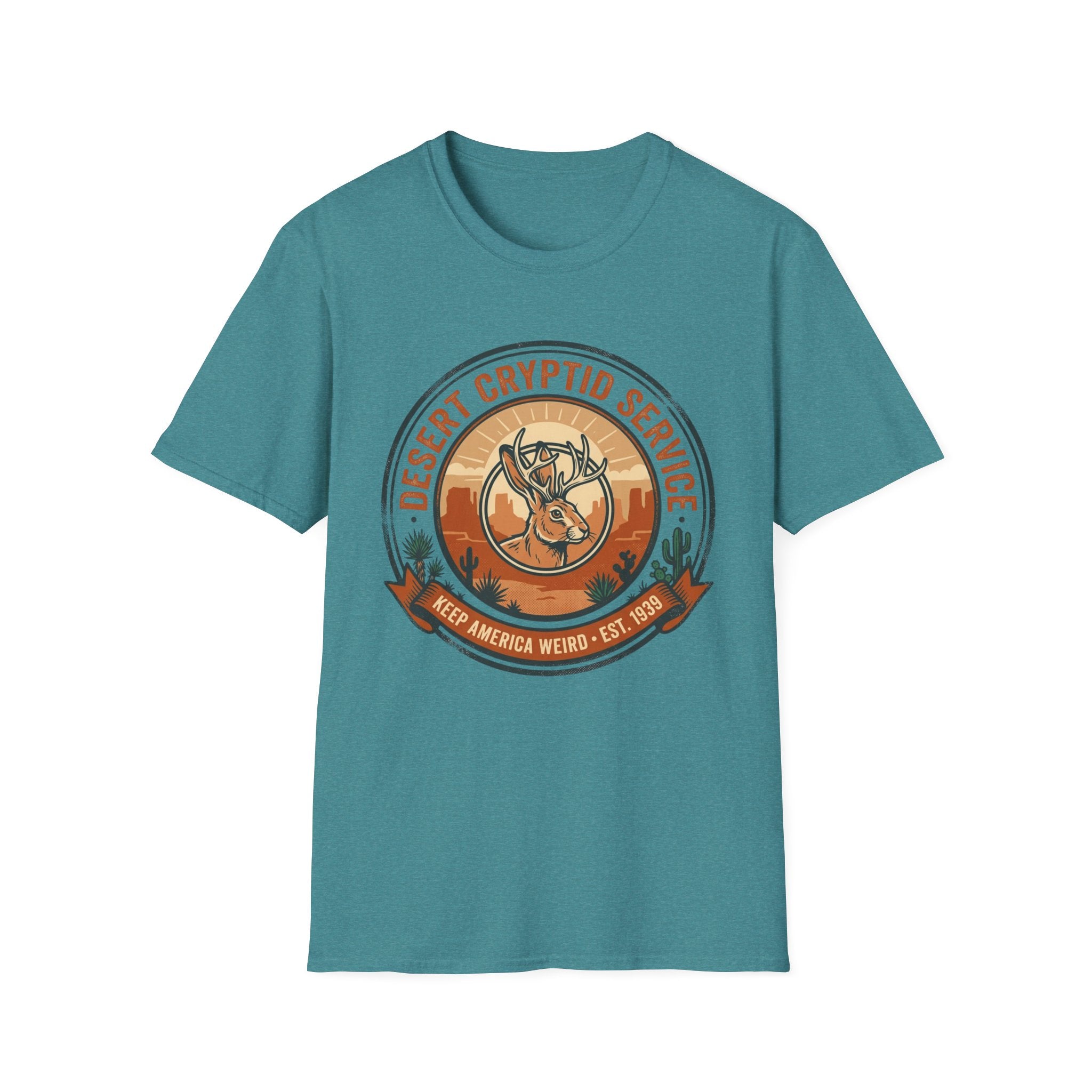 Desert Cryptid Service T-Shirt — Retro Desert Jackalope Graphic