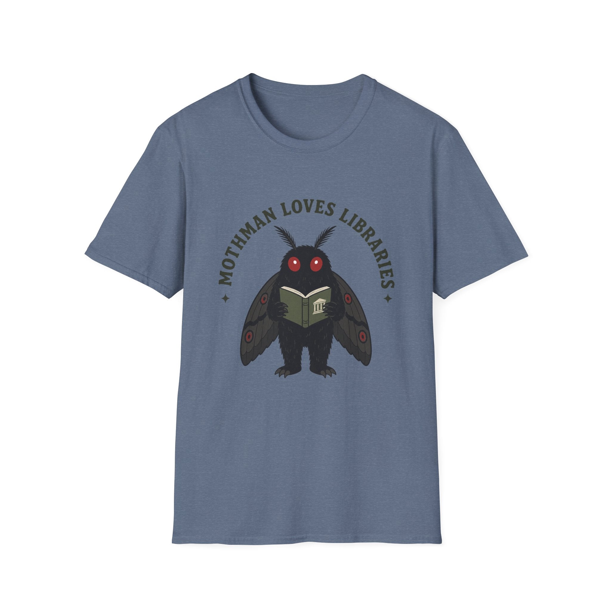 Mothman Loves Libraries T-Shirt — Cute Cottagecore Cryptid Reading Tee