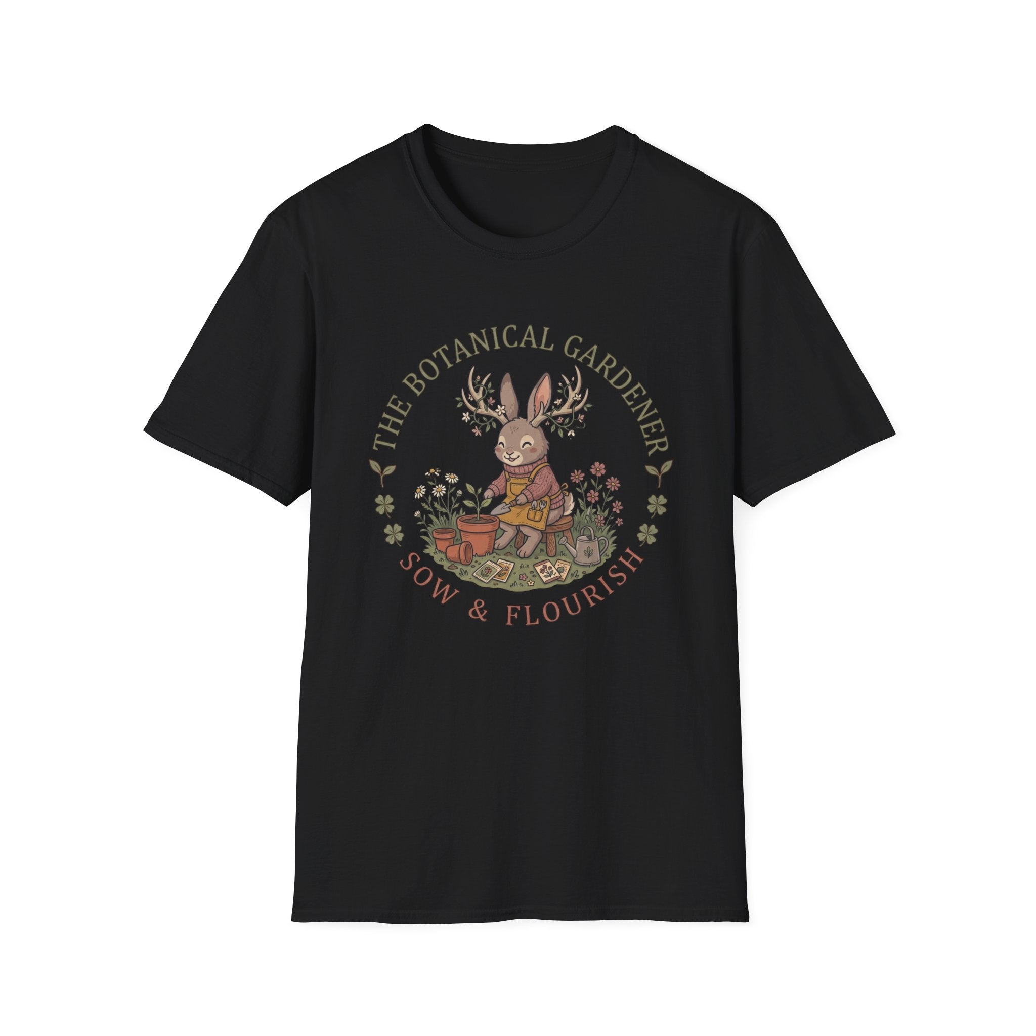 Botanical Gardener Jackalope T-Shirt — Cozy Cottagecore Floral Graphic Tee